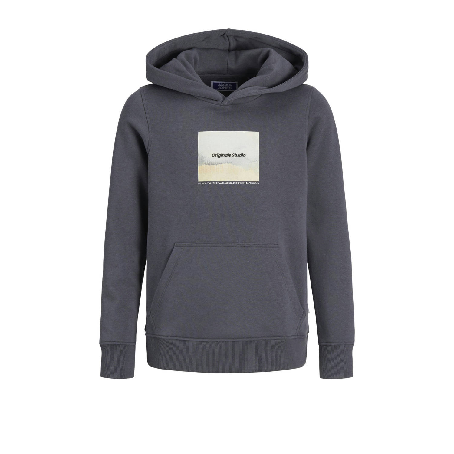 JACK & JONES JUNIOR hoodie JORVESTERBRO NEWTON met printopdruk donkergrijs