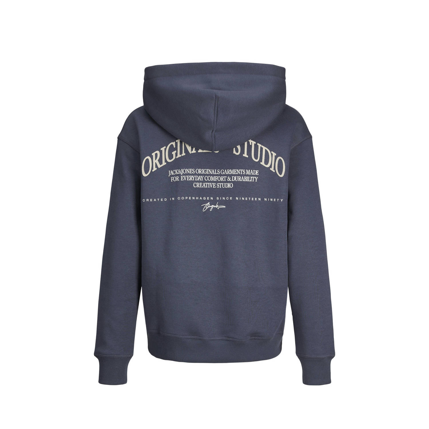 JACK & JONES JUNIOR hoodie JORFREDERIKSBERG MARGATE met backprint donkerblauw