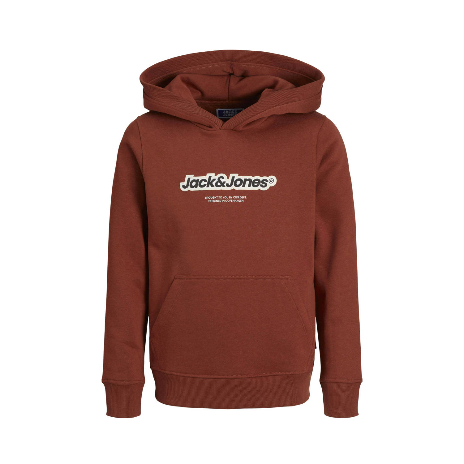 JACK & JONES JUNIOR hoodie JORVESTERBRO NEWTON met logo warmbruin