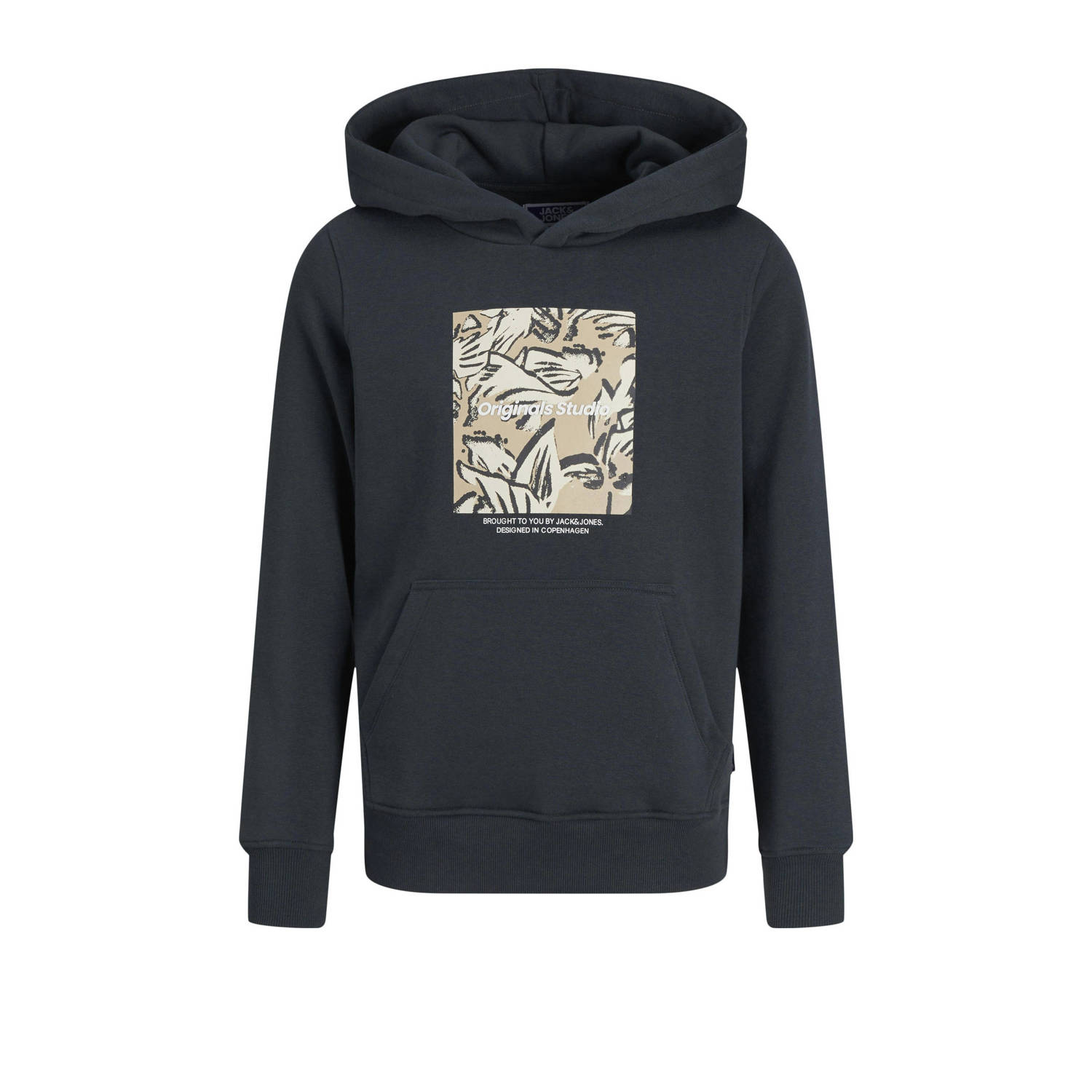 JACK & JONES JUNIOR hoodie JORVESTERBRO NEWTON met printopdruk diepblauw