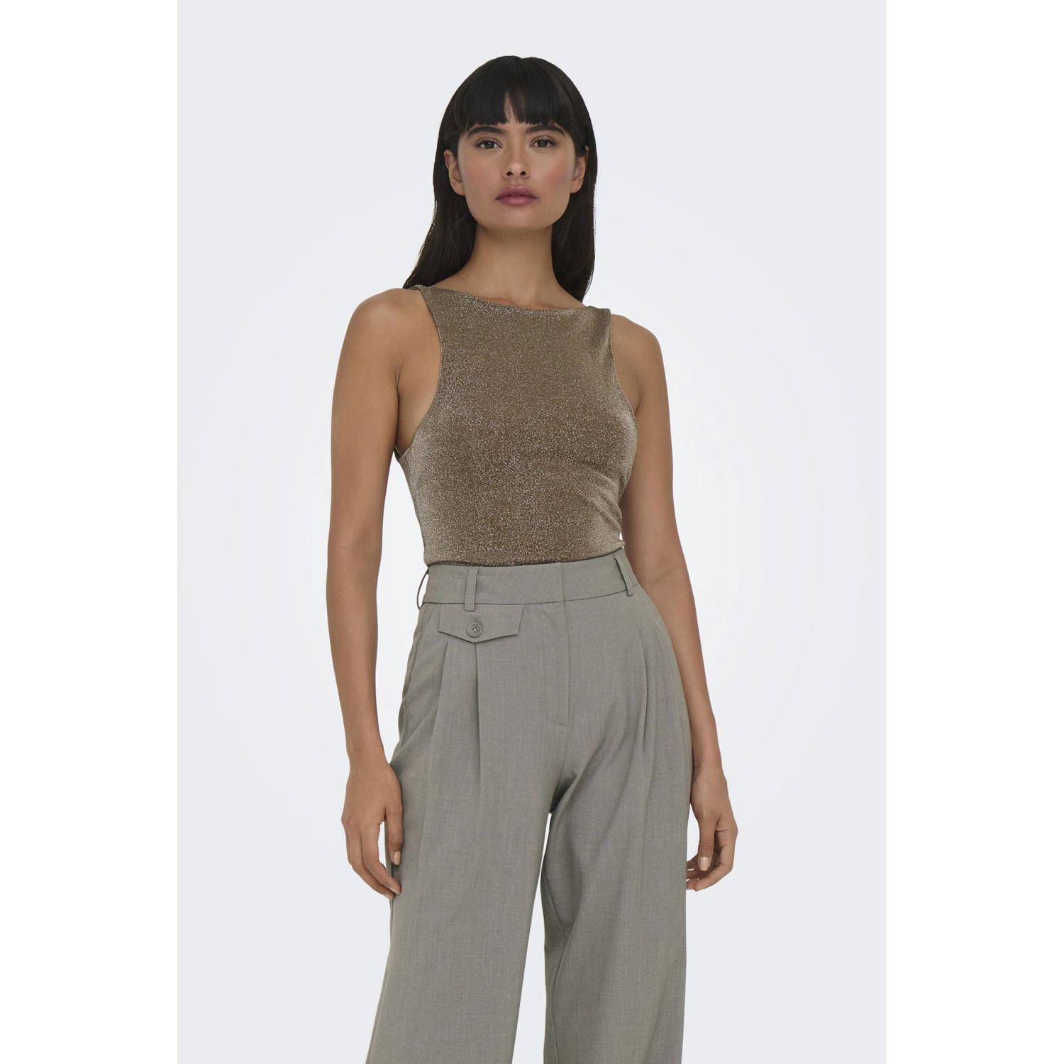 ONLY stringbody ONLAMERA met lurex brons