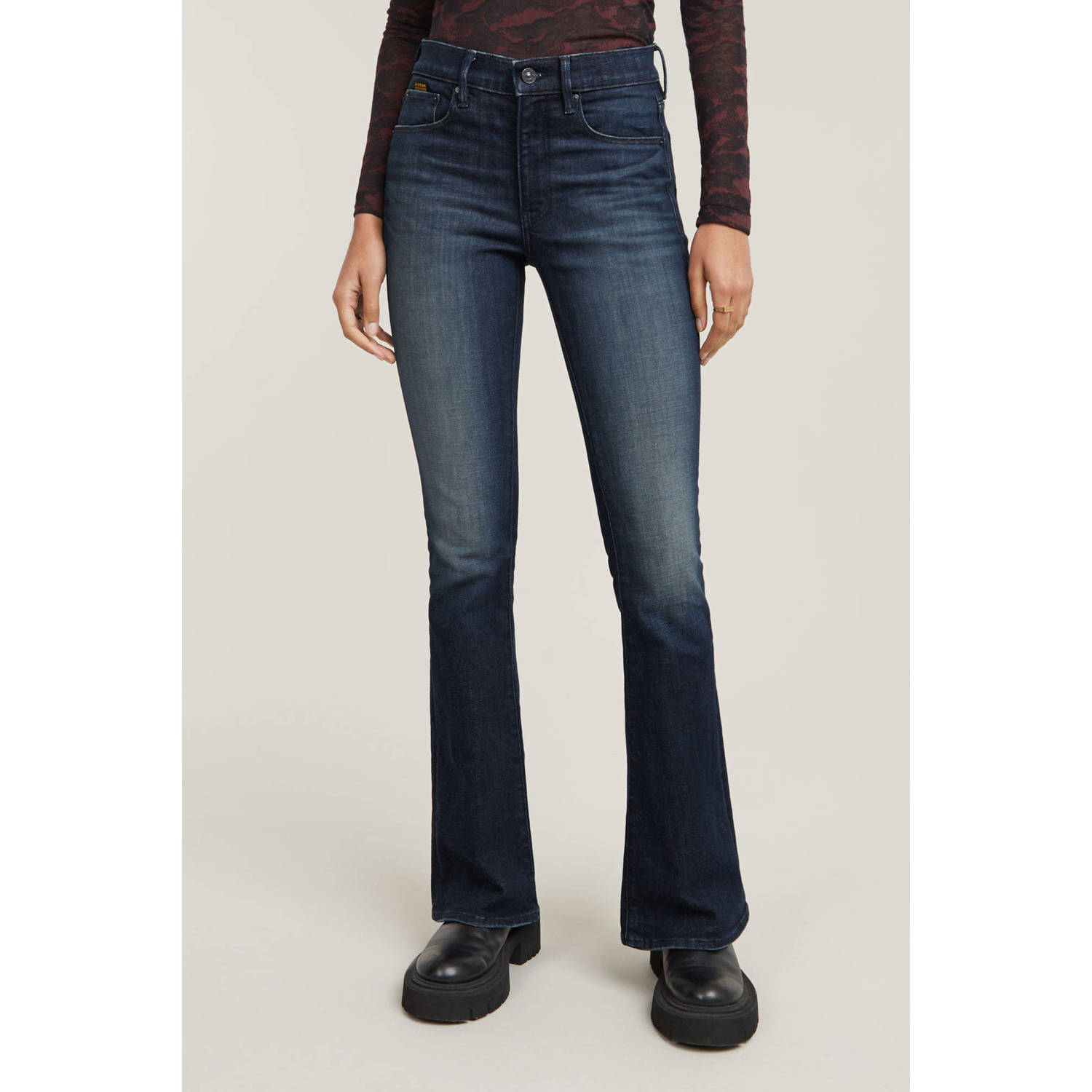 G-Star RAW 3301 Flare Jeans Donkerblauw Dames