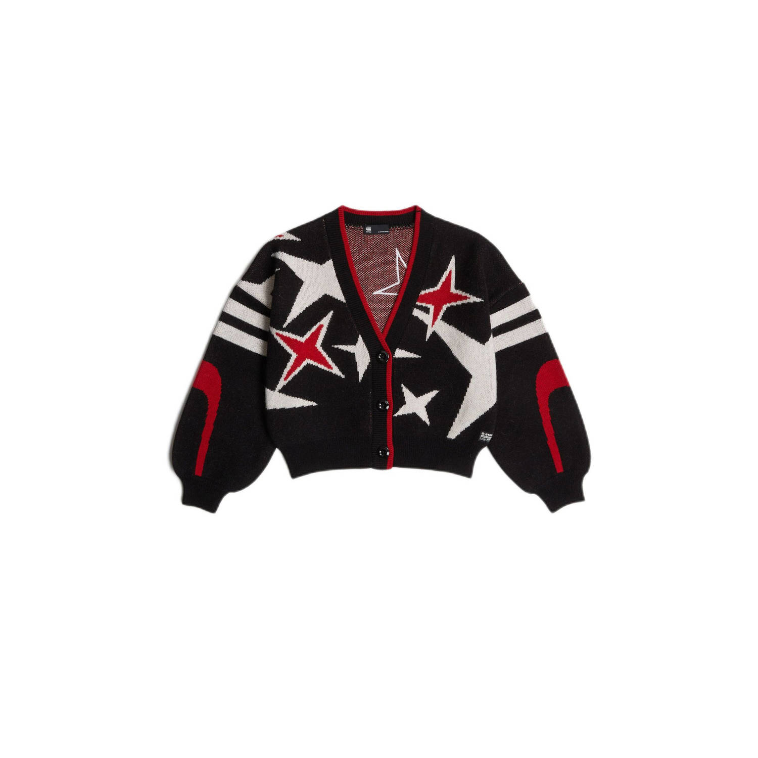 G-STAR vest met wol en all over print zwart rood wit