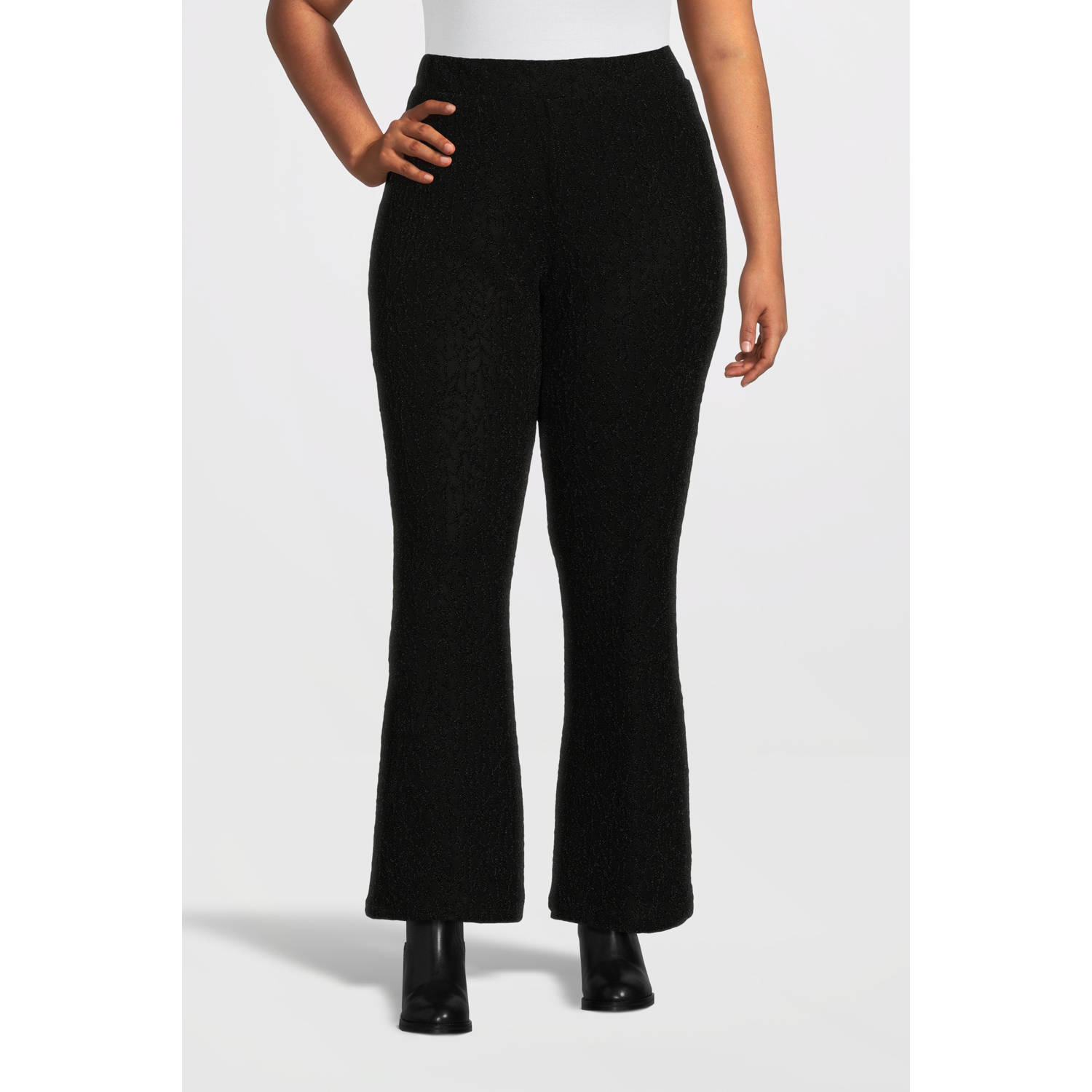 NOISY MAY Curve flared broek NMGILLY met lurex zwart