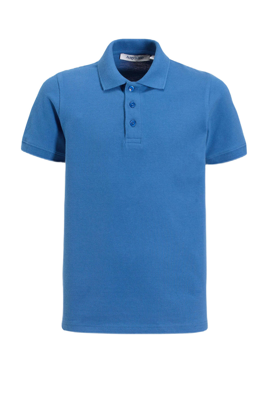 Blauwe jongens Anytime polo shirt van katoen met korte mouwen