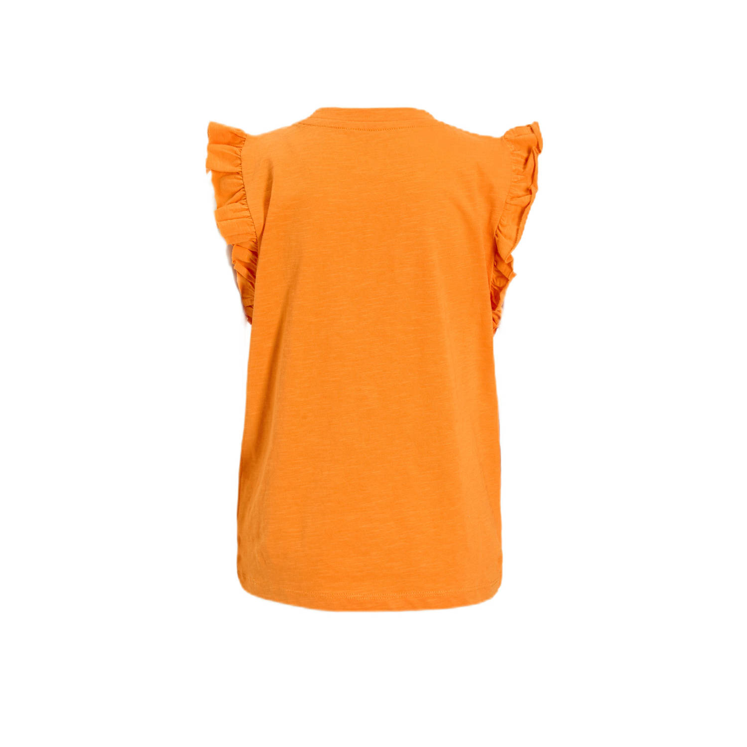 anytime T-shirt met ruffle oranje