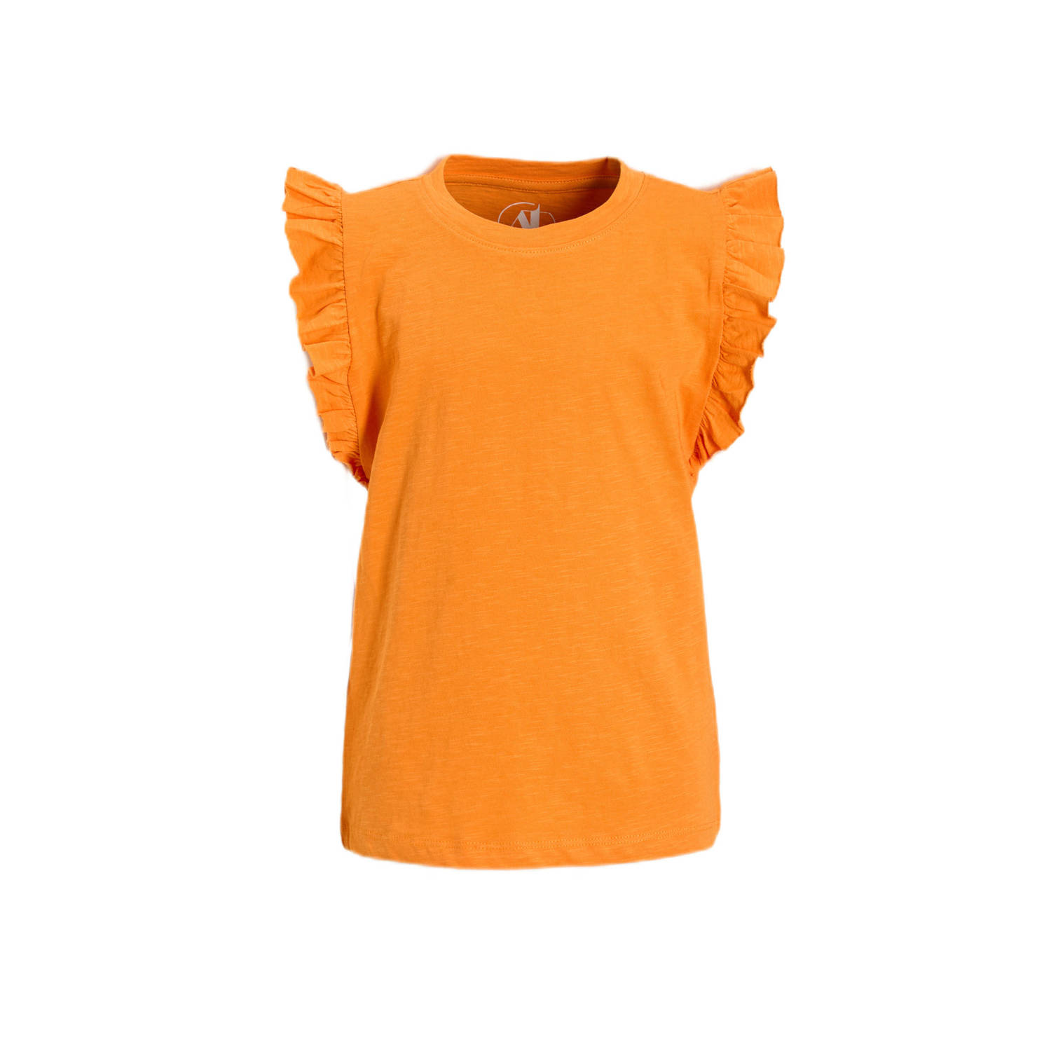Anytime T-shirt met ruffle oranje