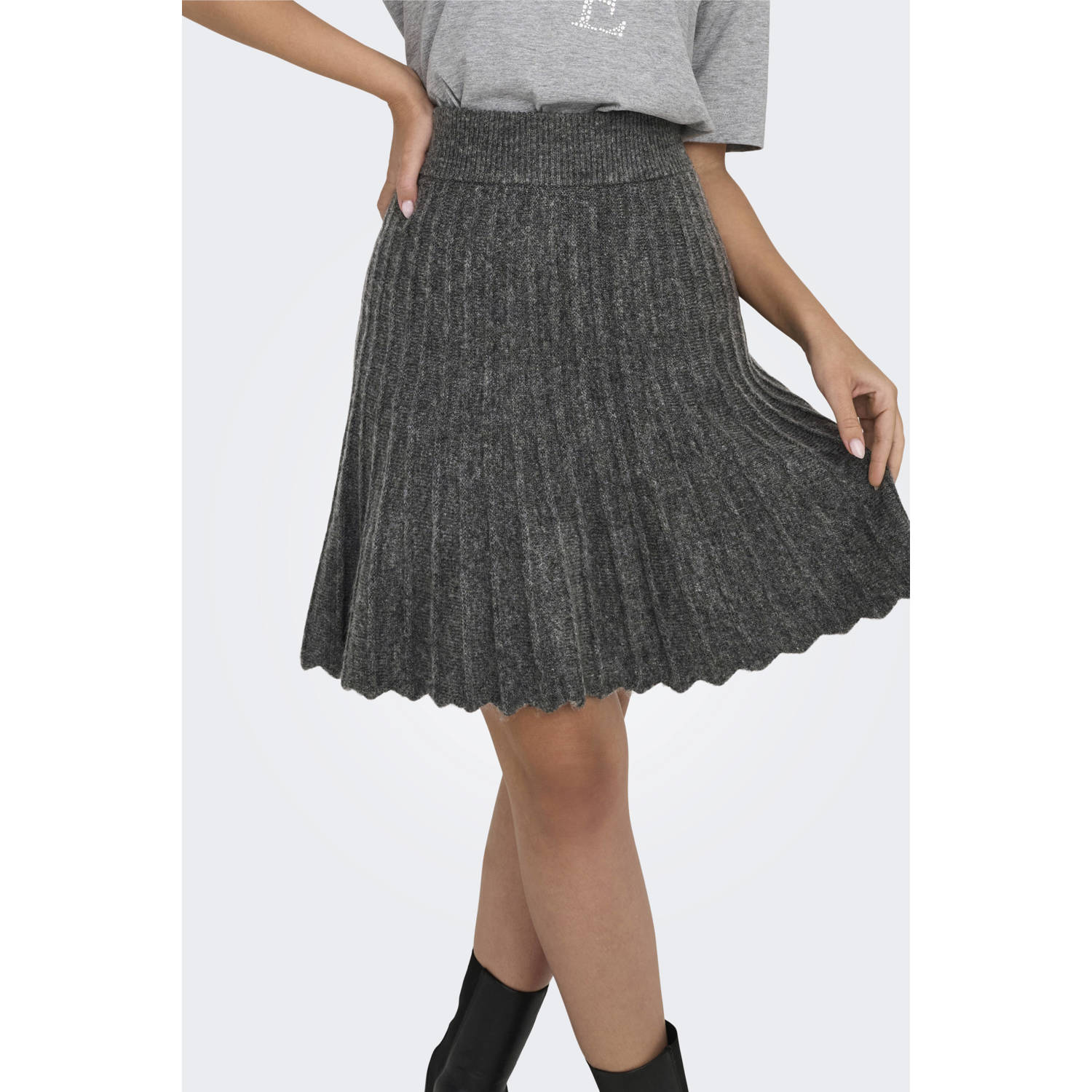 JDY midi rok grijs