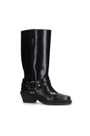leren bikerboots zwart