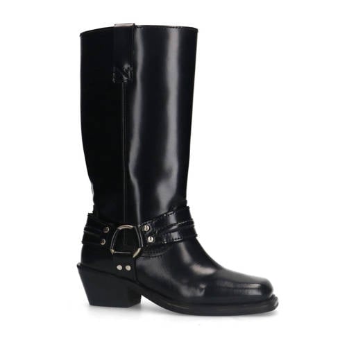 Sacha leren bikerboots zwart afbeelding