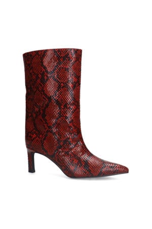 enkellaarzen met slangenprint rood