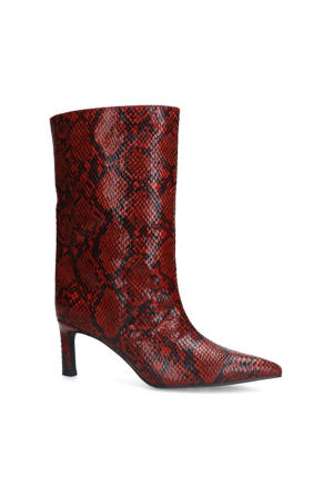 enkellaarzen met slangenprint rood
