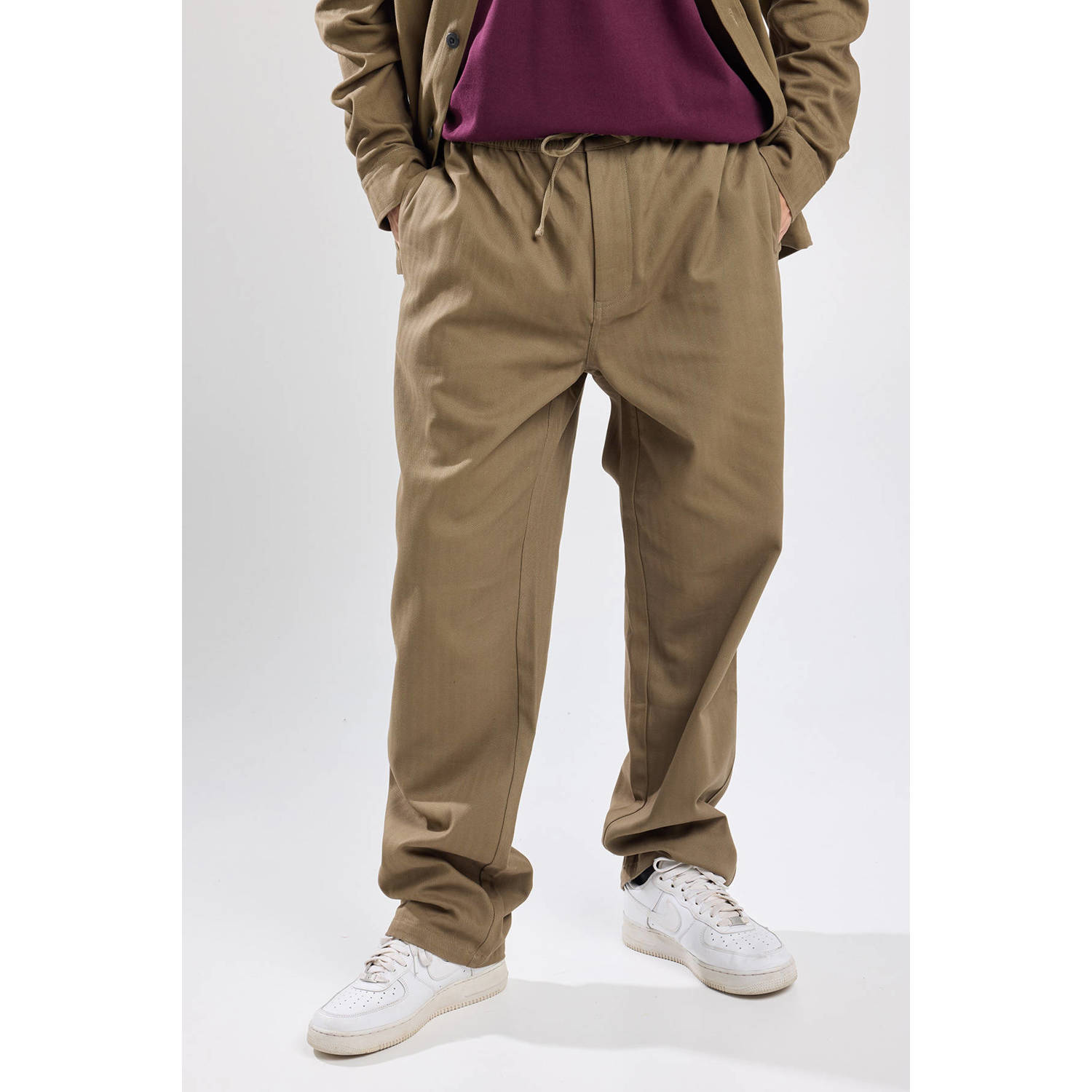 America Today gestreepte loose fit broek Payson bruin