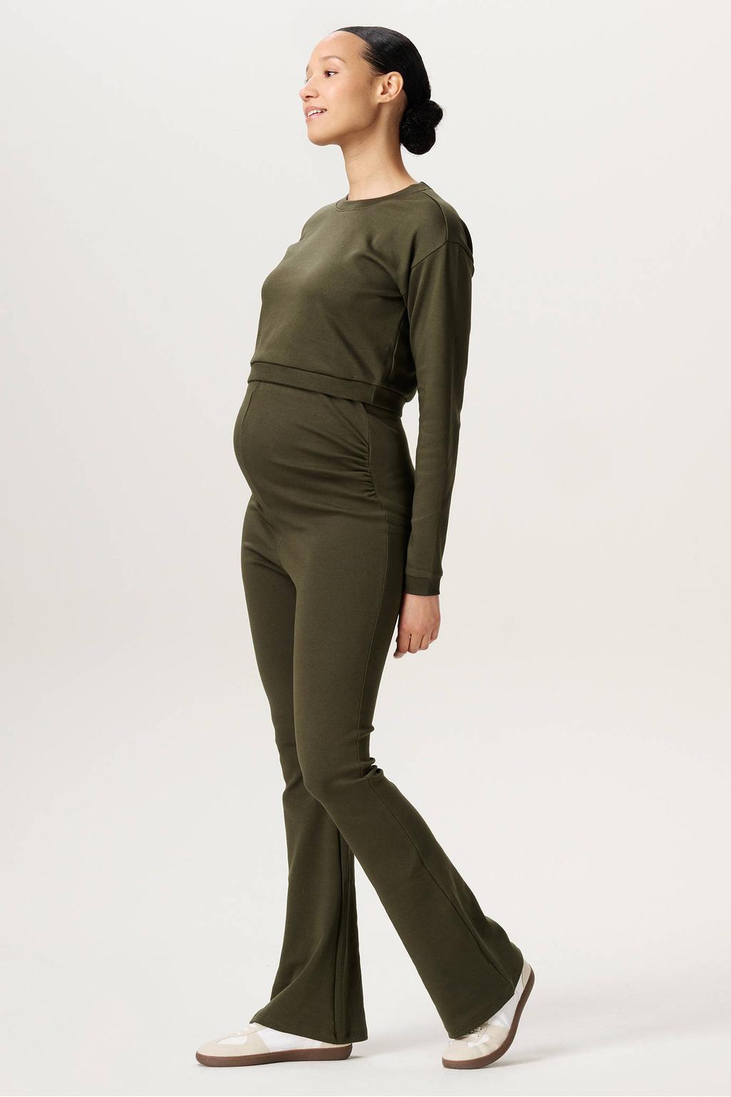 Noppies maternity high waist flared broek Umea groen