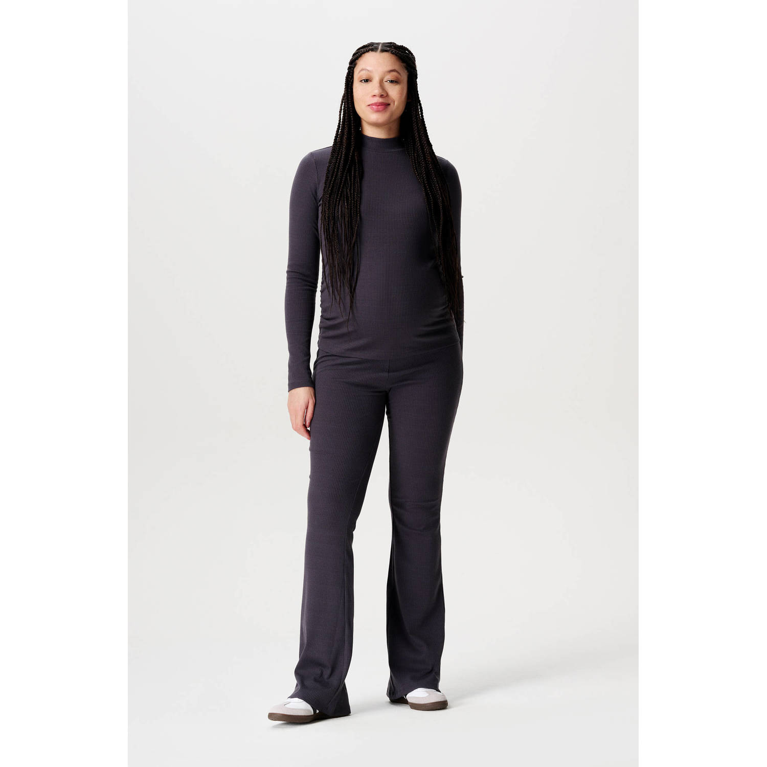 Noppies maternity high waist flared zwangerschapsbroek Heja antraciet