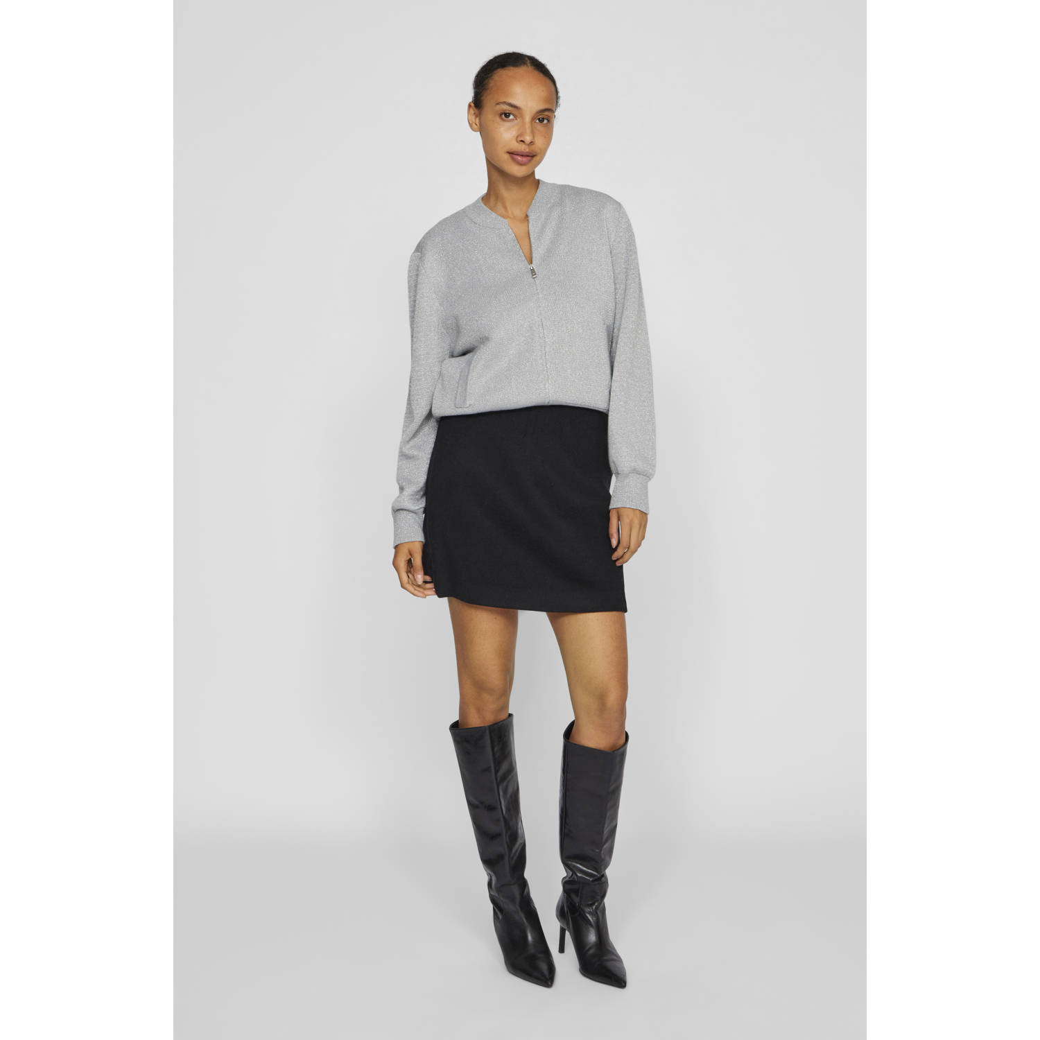 VILA vest VIFATUNA zilver glitters