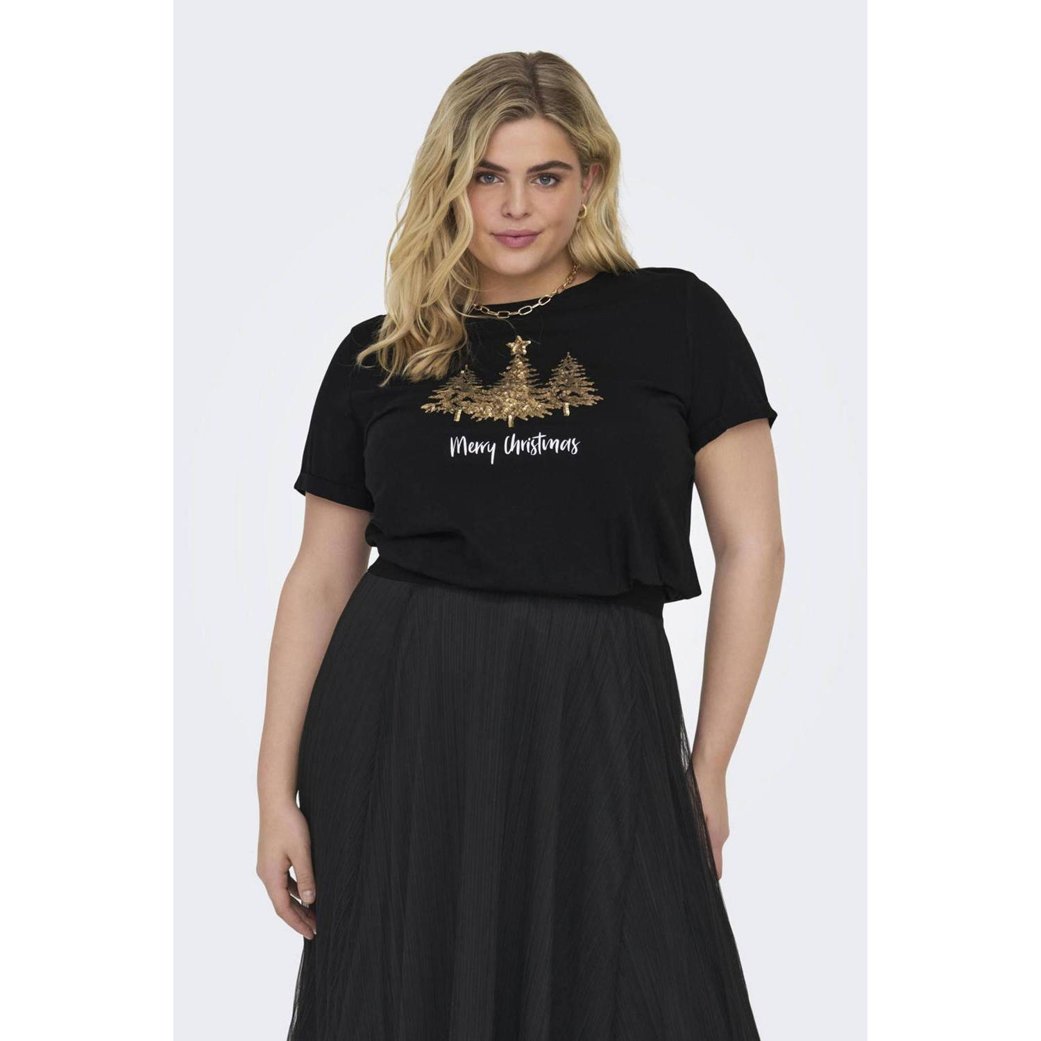 ONLY CARMAKOMA Shirt met korte mouwen CARKITI LIFE STAR S S O-NECK TEE X-MAS
