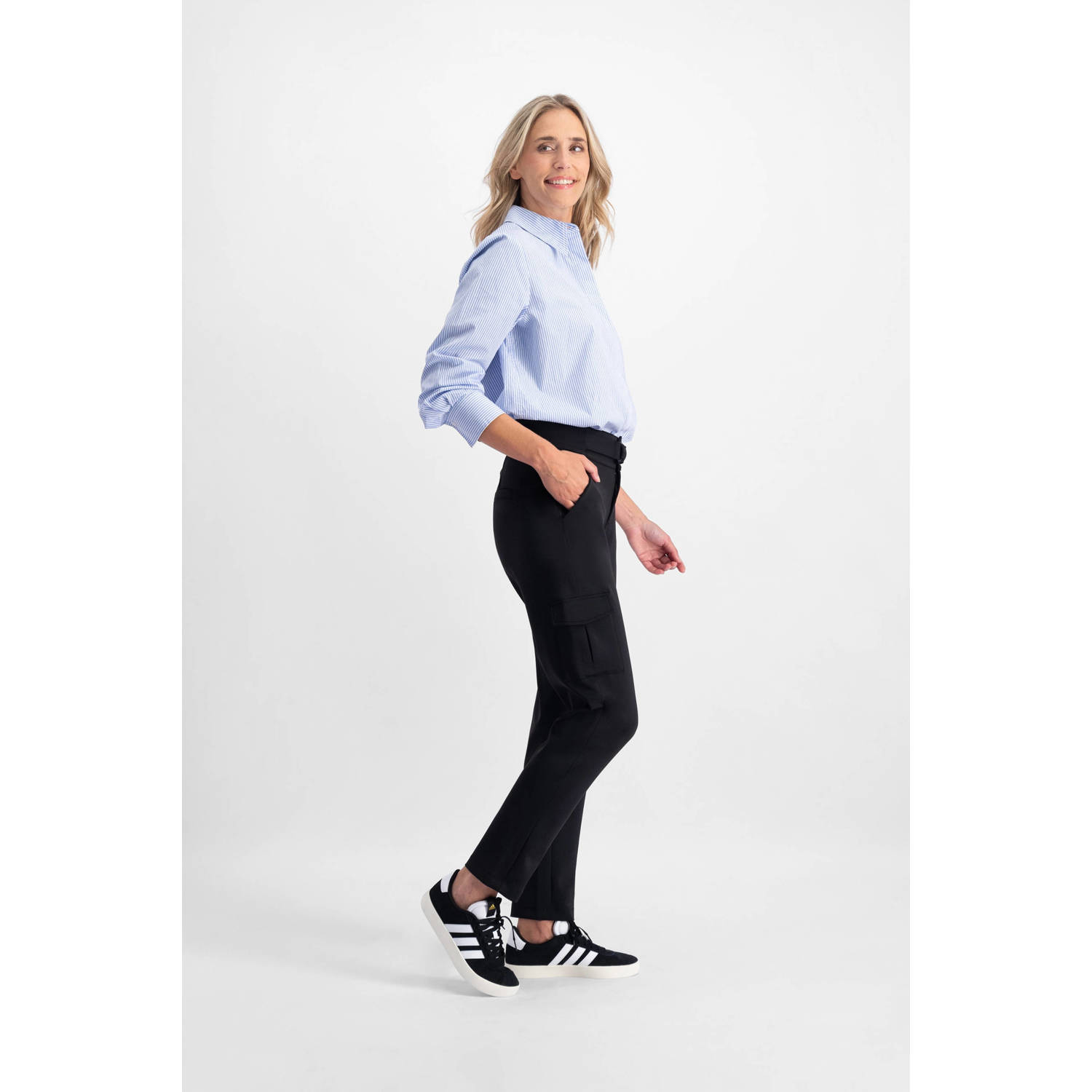 Florez slim fit cargobroek Scarlett Cargo zwart