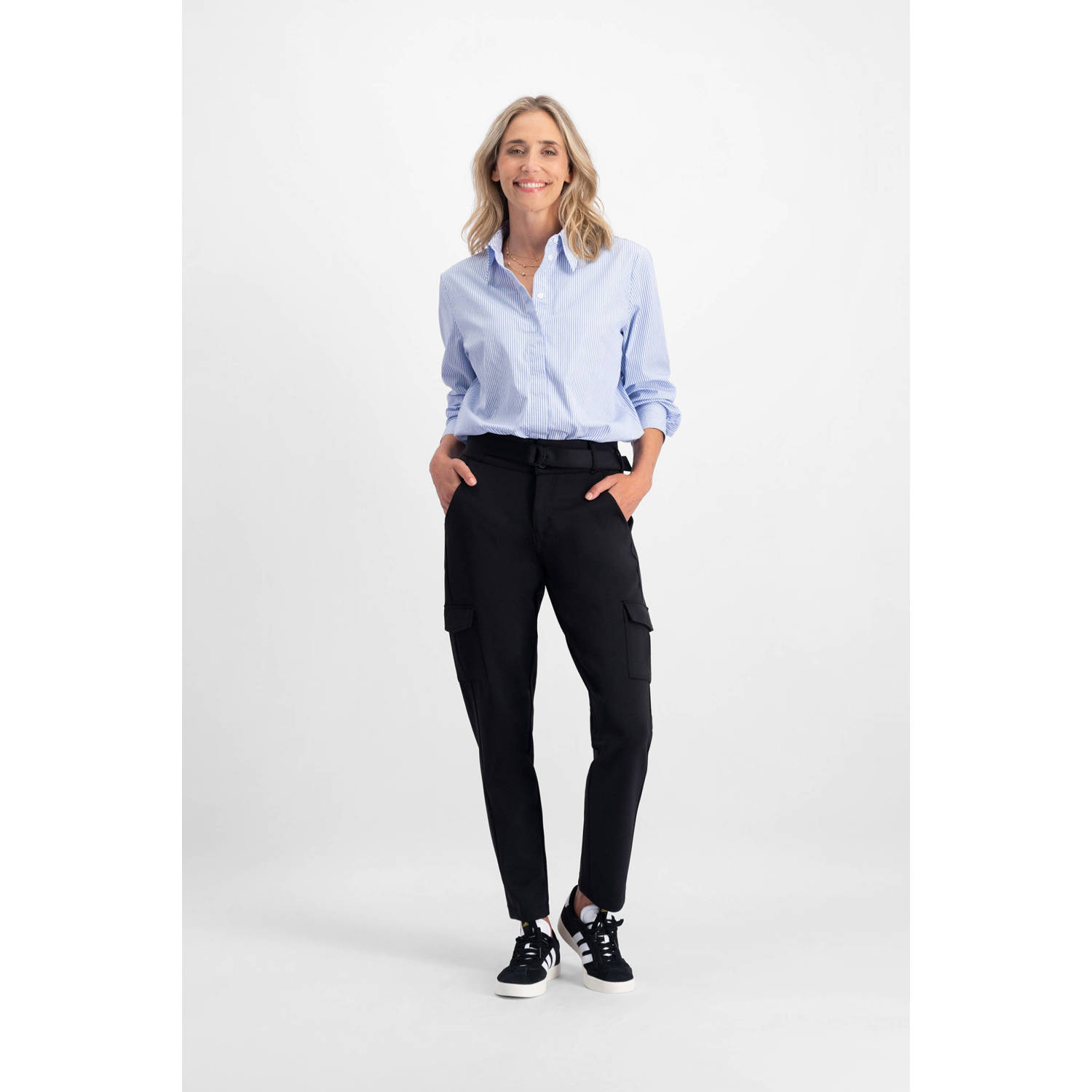 Florez slim fit cargobroek Scarlett Cargo zwart