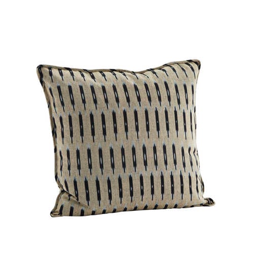 Madam Stoltz sierkussenhoes Ikat (50x50 cm) - donker beige/geel/zwart/wit