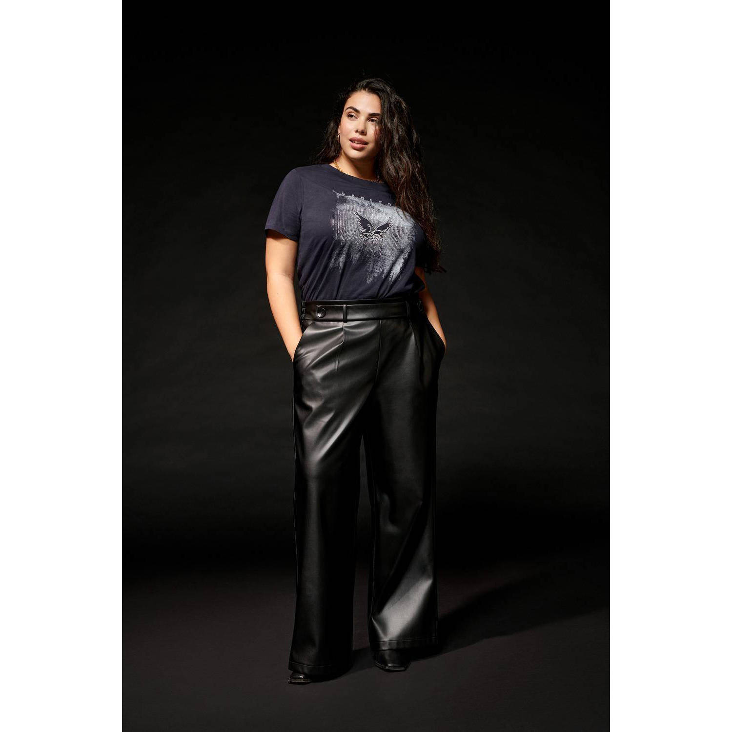 ONLY CARMAKOMA T-shirt CARLUCKY met printopdruk donkerblauw