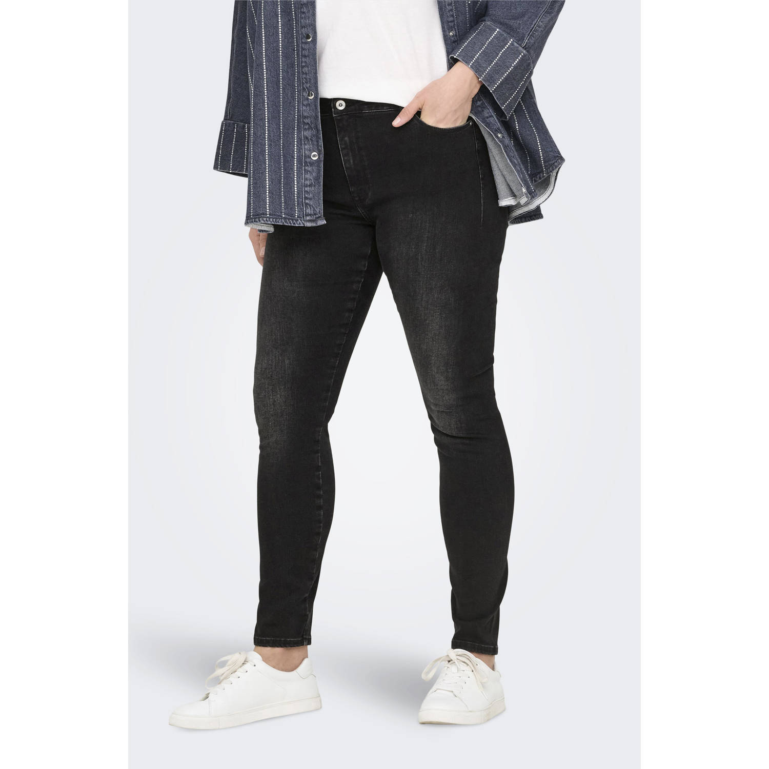 ONLY CARMAKOMA mid waist skinny jeans CARSHAPE washed black
