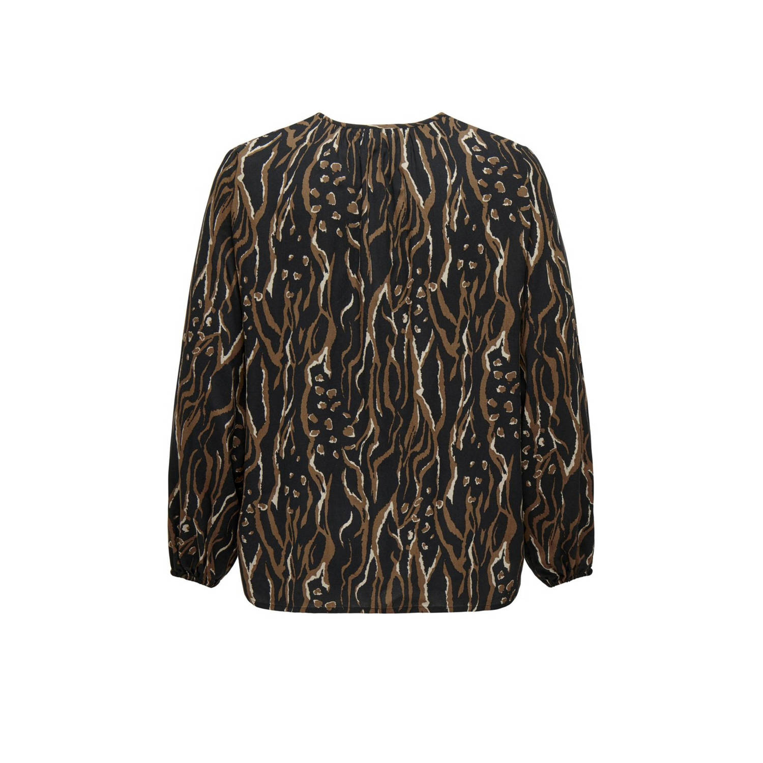 ONLY CARMAKOMA top CARPEONY met mixprint zwart bruin
