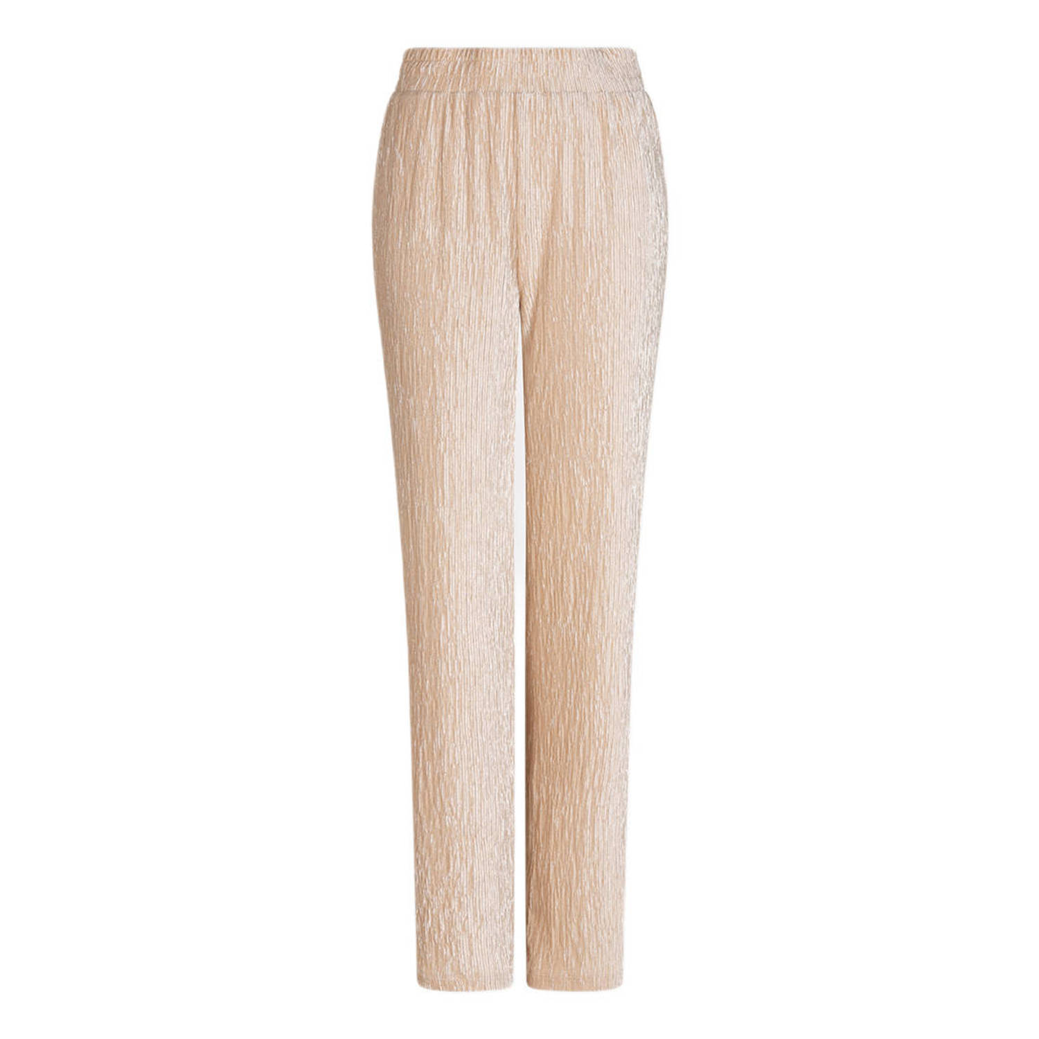 Esqualo velours wide leg broek beige
