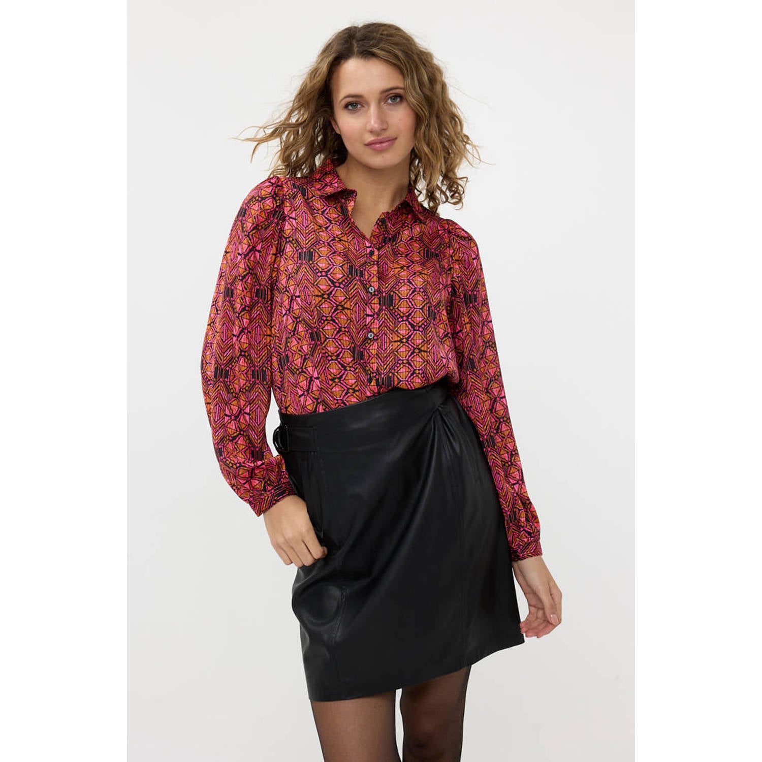 Esqualo blouse met all over print rood multi