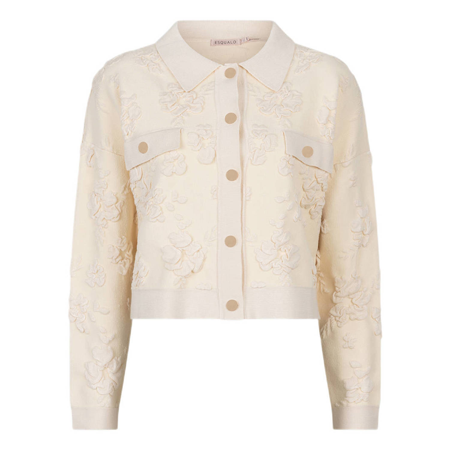 Esqualo Cardigan met 3D bloemen Beige Heren