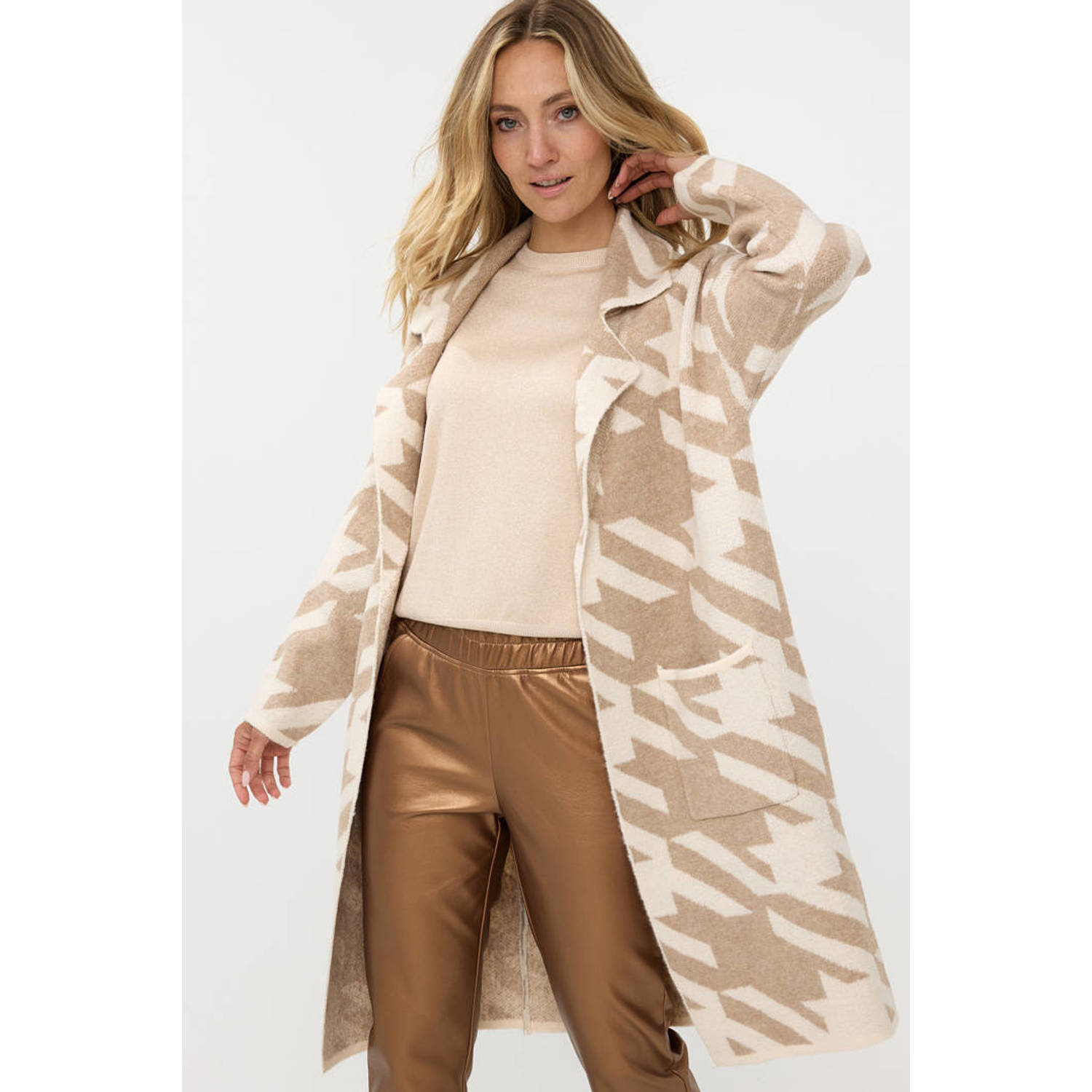 Esqualo vest met paisleyprint lichtbruin beige