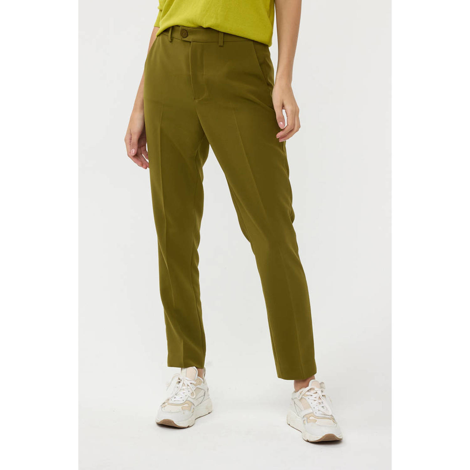 Esqualo slim fit chino donkergroen