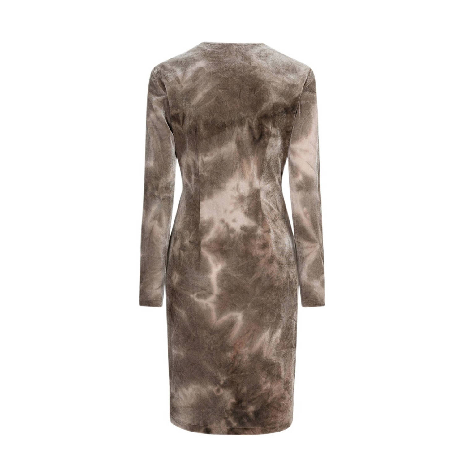 Esqualo jurk met all over print bruin crème