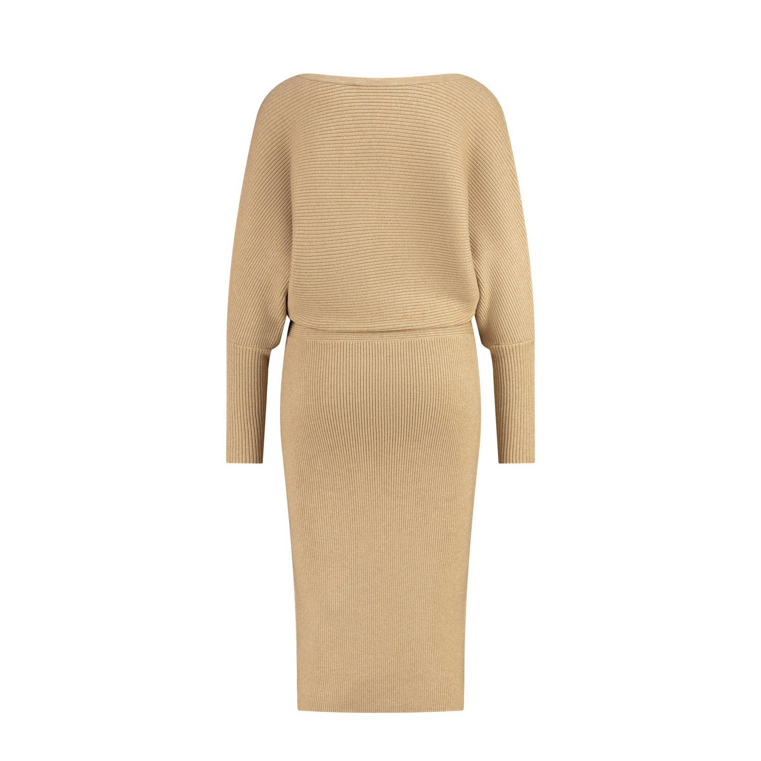 Expresso ribgebreide jurk beige