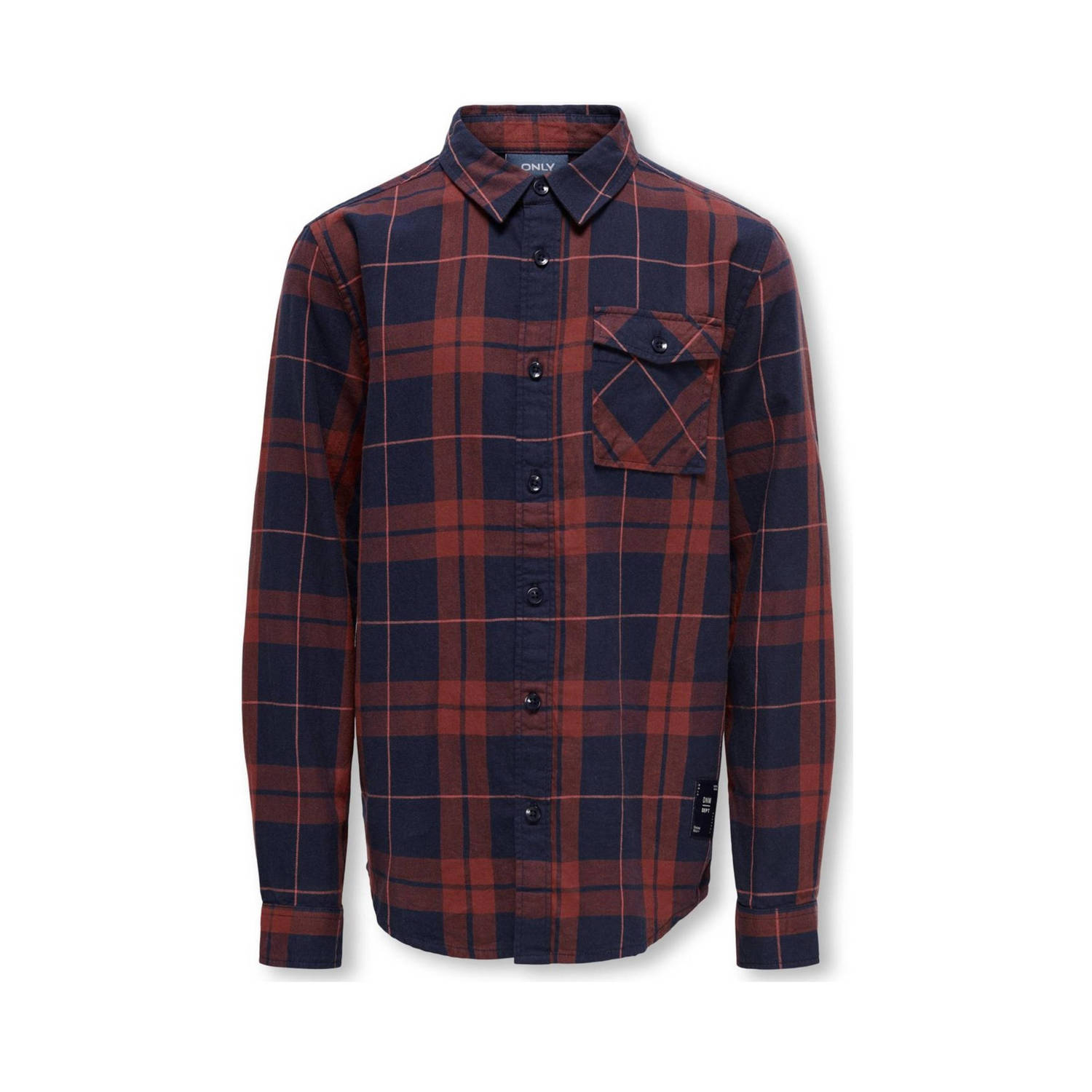 ONLY KIDS BOY geruit overhemd KOBMARTIN donkerblauw brique