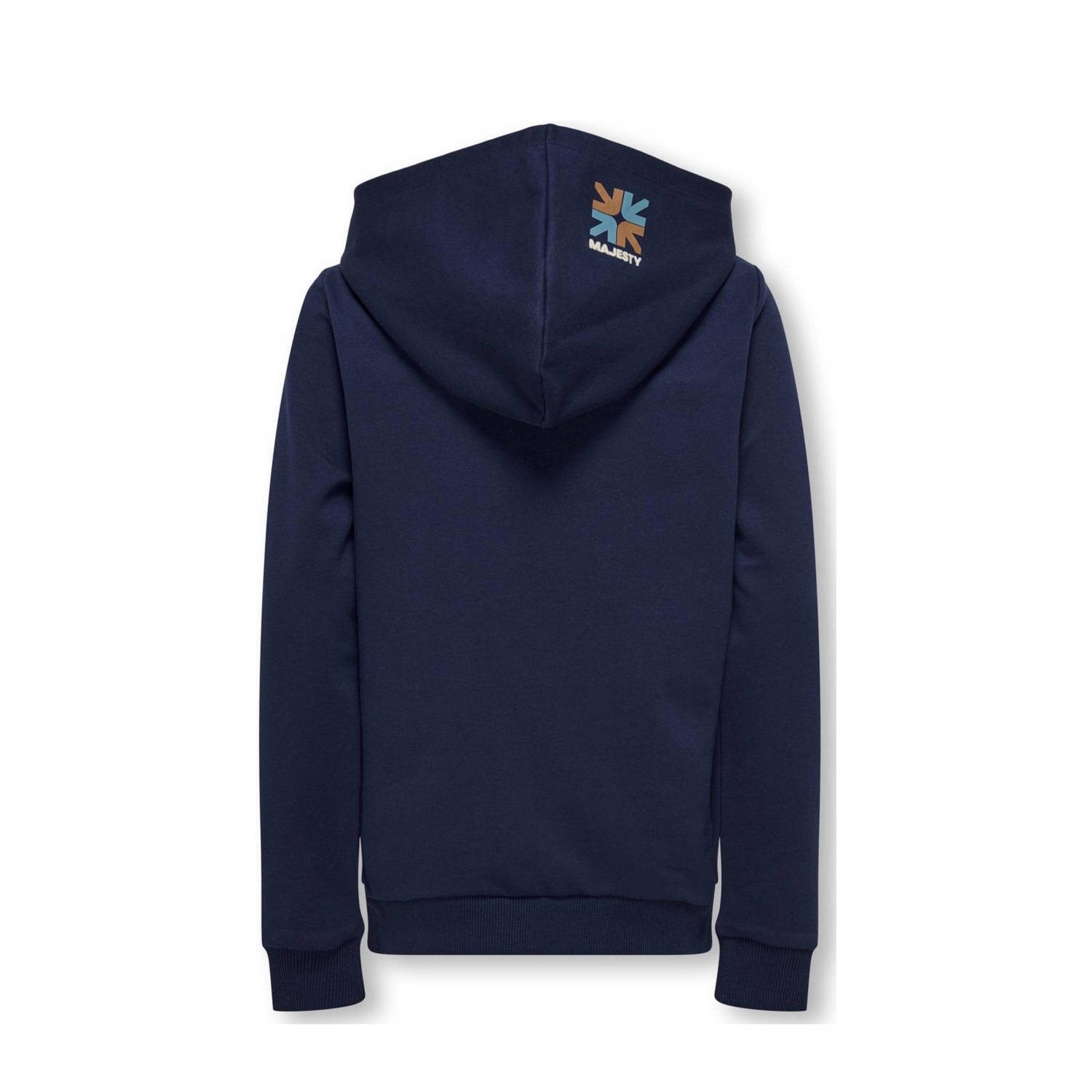 ONLY KIDS BOY hoodie KOBMORGAN met printopdruk donkerblauw