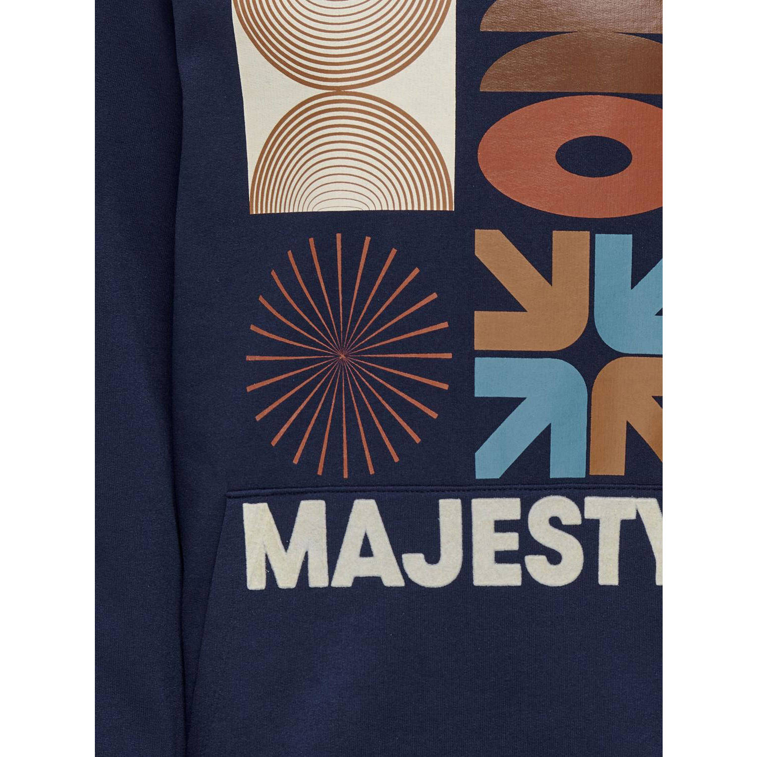 ONLY KIDS BOY hoodie KOBMORGAN met printopdruk donkerblauw