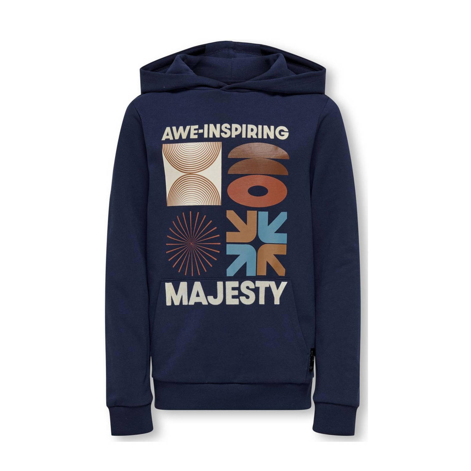 ONLY KIDS BOY hoodie KOBMORGAN met printopdruk donkerblauw