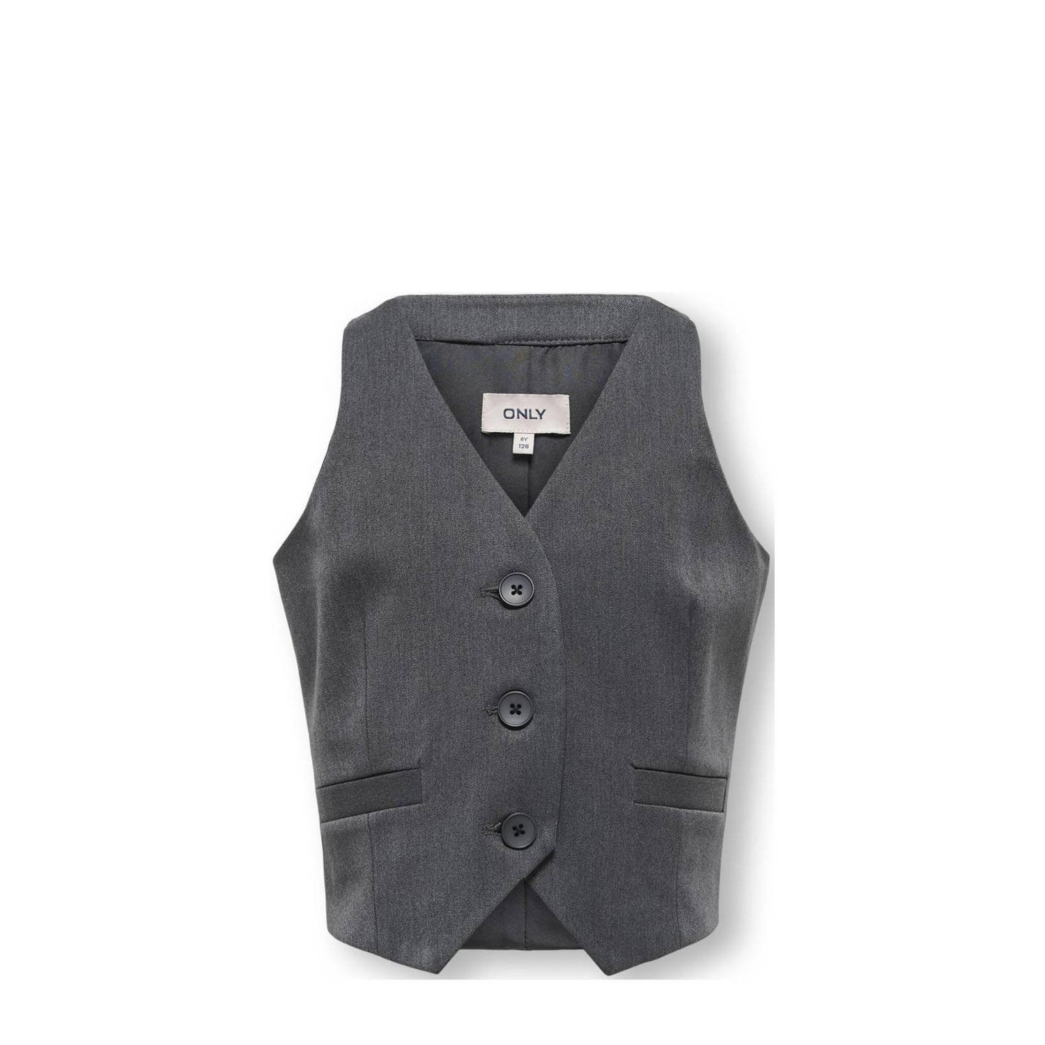 ONLY KIDS GIRL gilet KOGSULAJMA LIFE donkergrijs