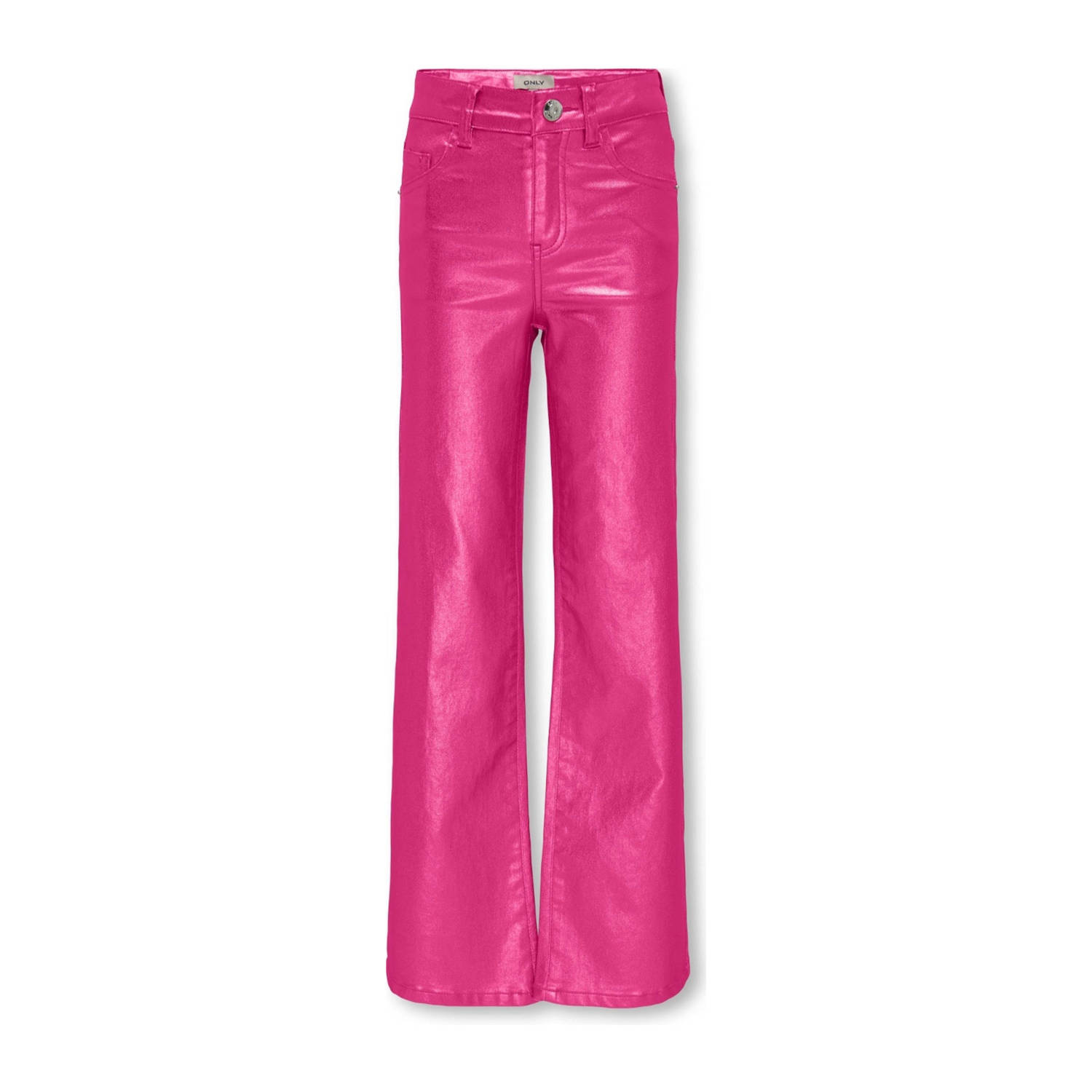 ONLY KIDS GIRL metallic coated wide leg broek KOGJUICY fuchsia metallic