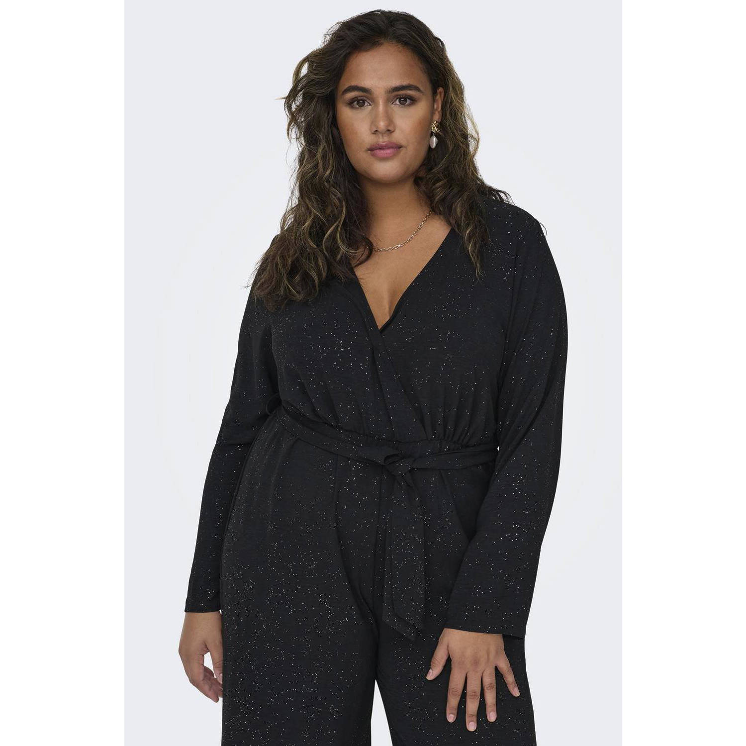 ONLY CARMAKOMA jumpsuit CARJOSEE met glitters zwart