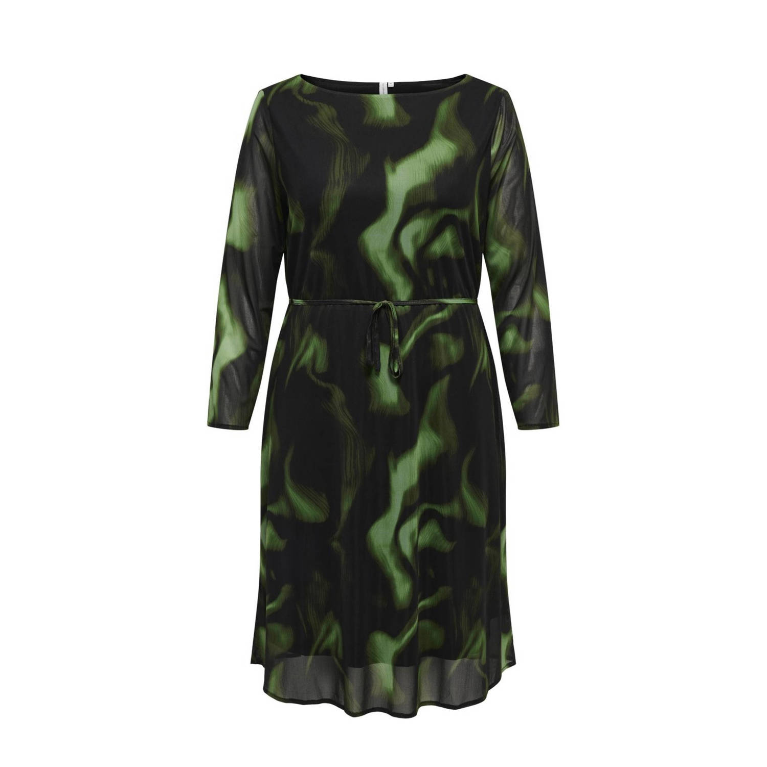 ONLY CARMAKOMA jurk met mesh CARFOREST zwart groen