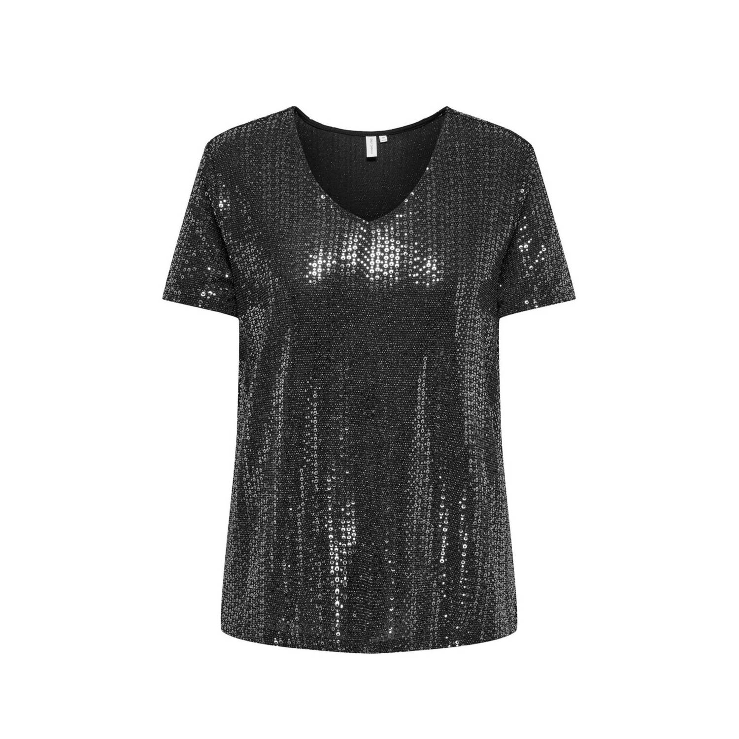 ONLY CARMAKOMA top CARLOLINA zwart zilver