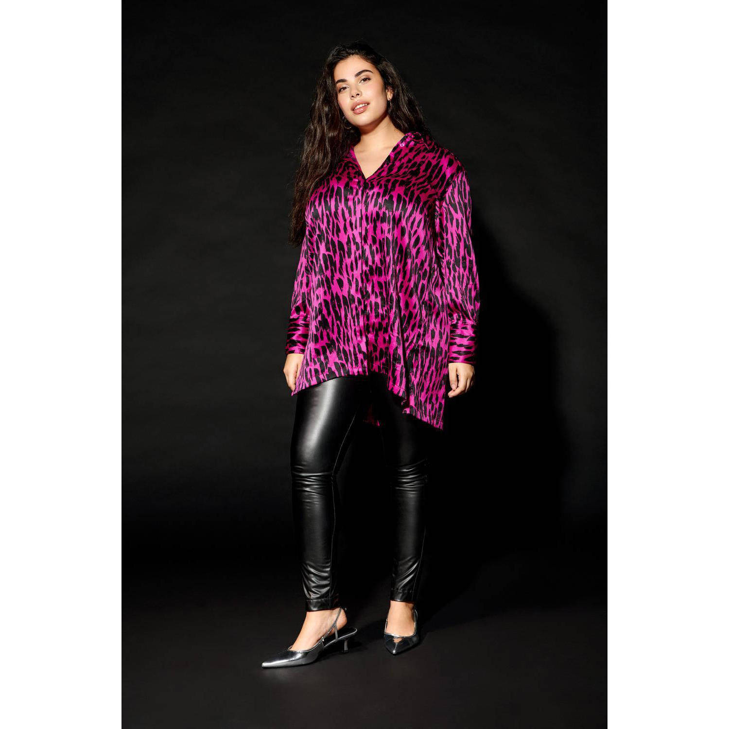 ONLY CARMAKOMA blouse CARPRIMROSE met all over print paars zwart