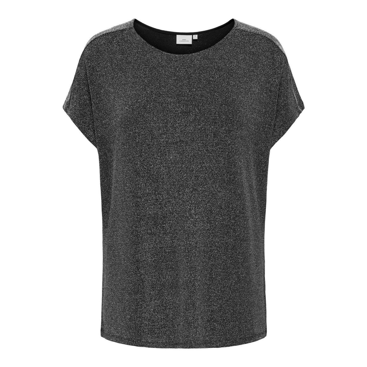 ONLY CARMAKOMA Shirt met korte mouwen CARQUEEN S S GLITTER O-NECK TOP JRS BF