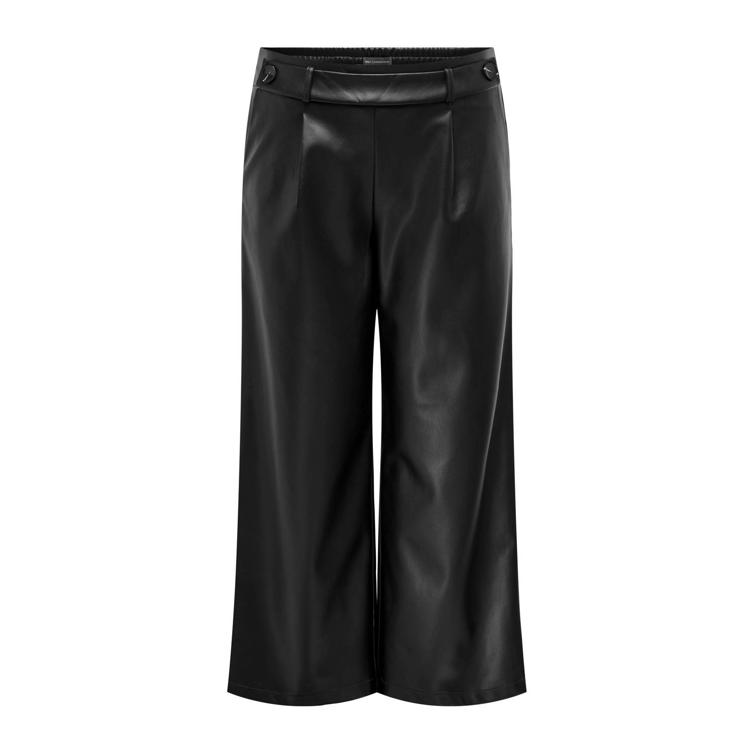 ONLY CARMAKOMA imitatieleren wide leg broek CARBINA zwart
