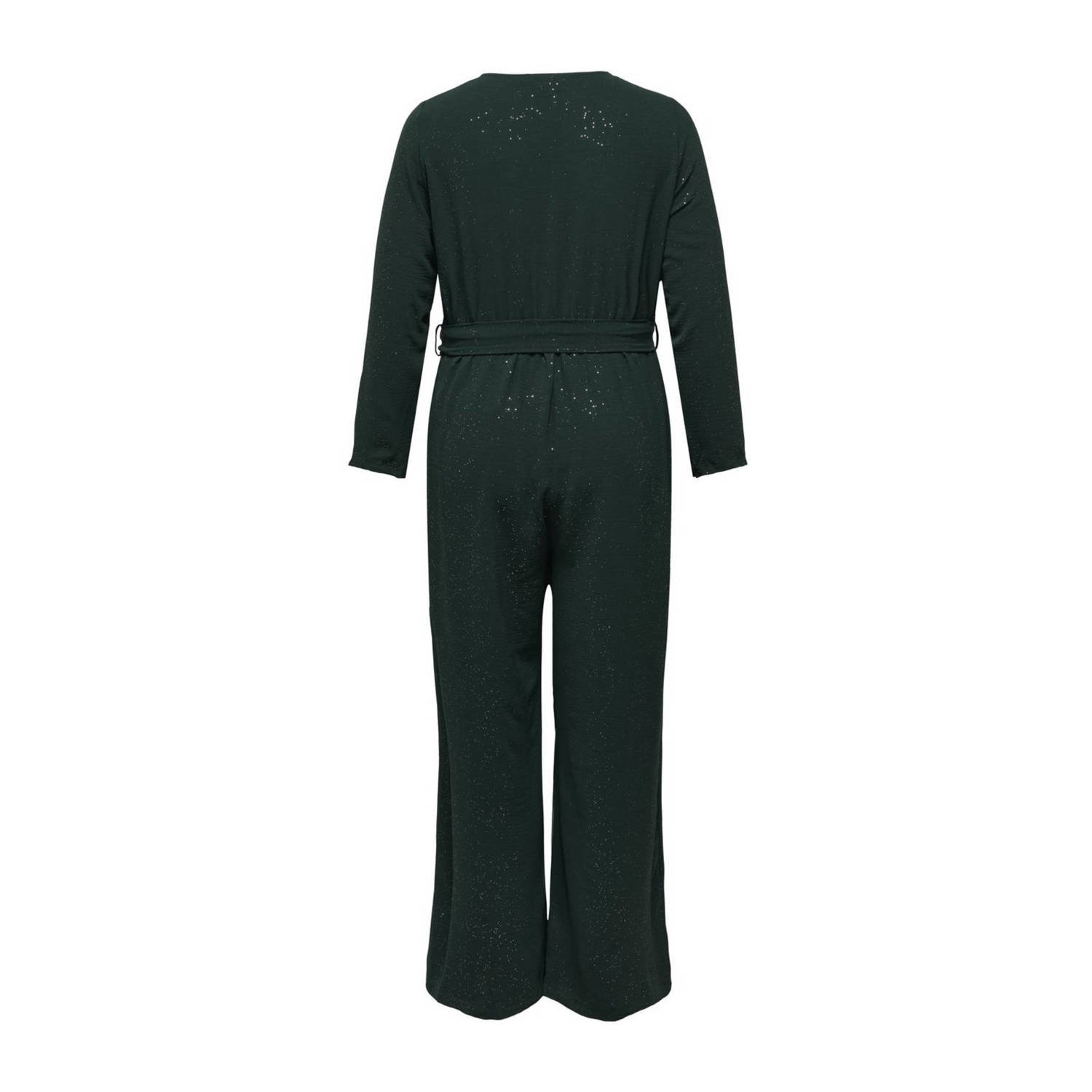 ONLY CARMAKOMA jumpsuit CARJOSEE met glitters donkergroen