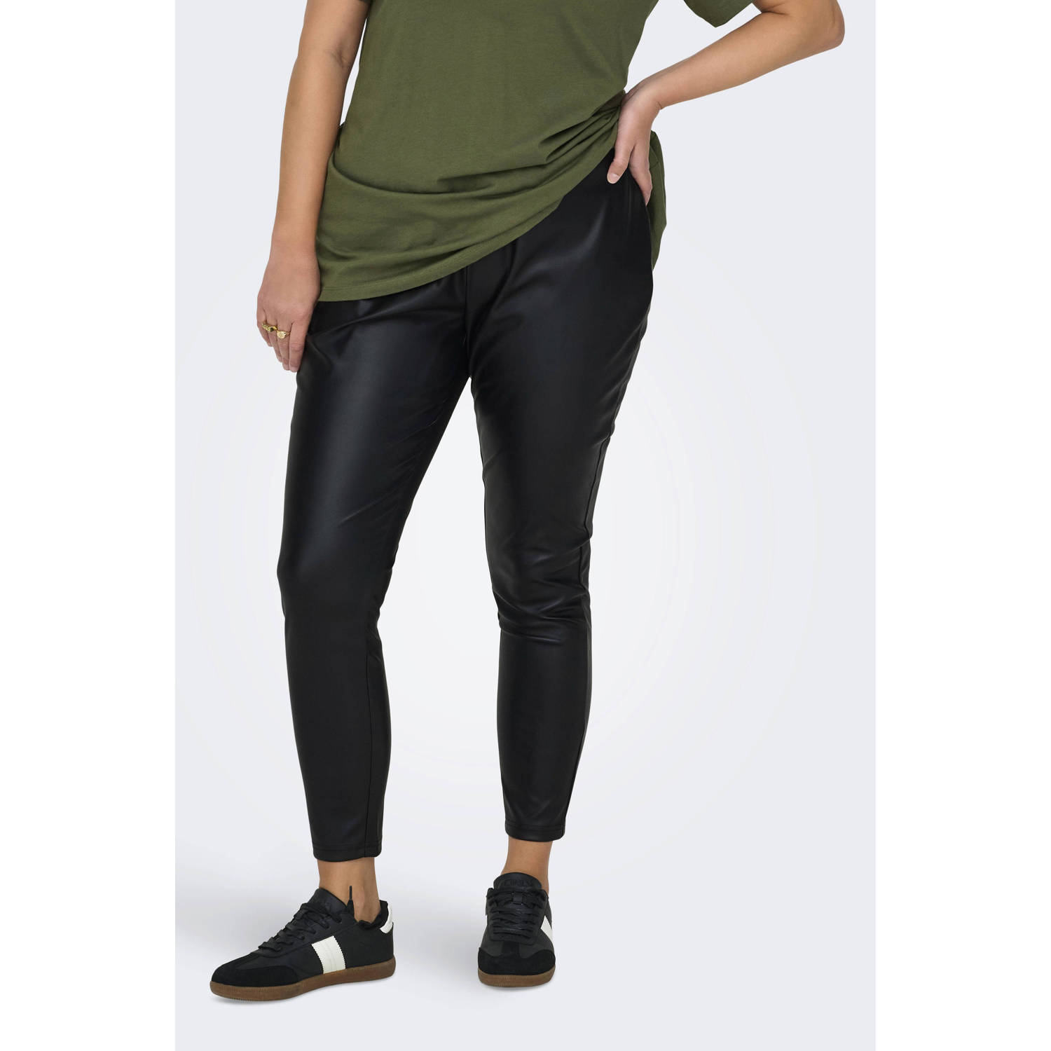ONLY CARMAKOMA imitatieleren legging CARDANA zwart