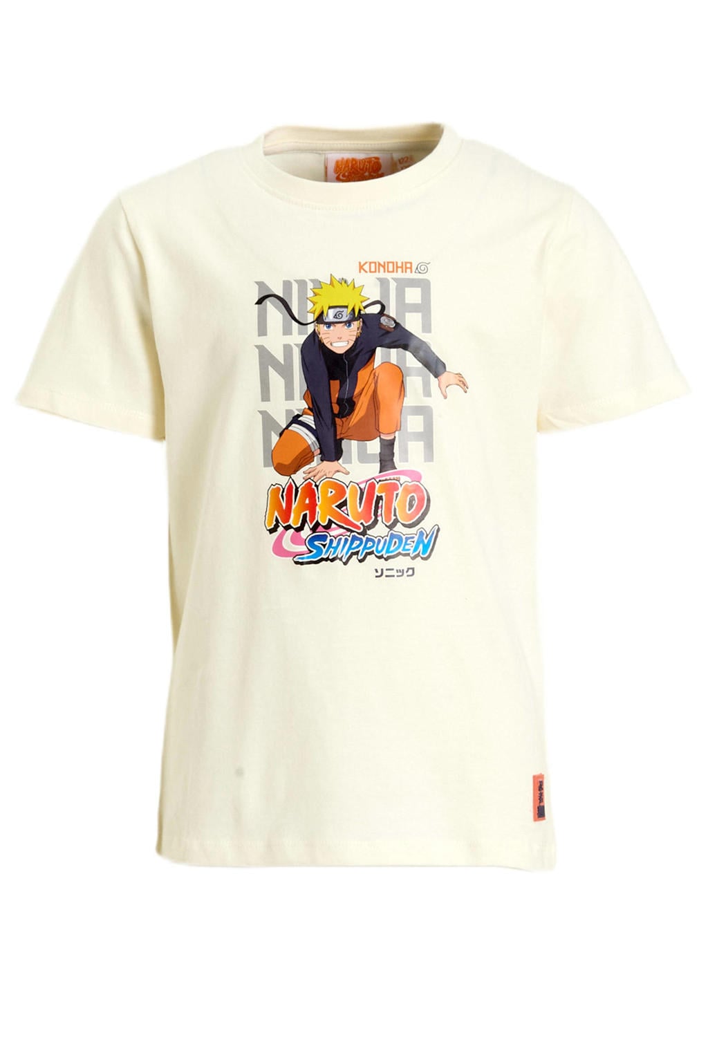 Witte jongens Anytime T-shirt Naruto license van katoen met printopdruk, korte mouwen en ronde hals