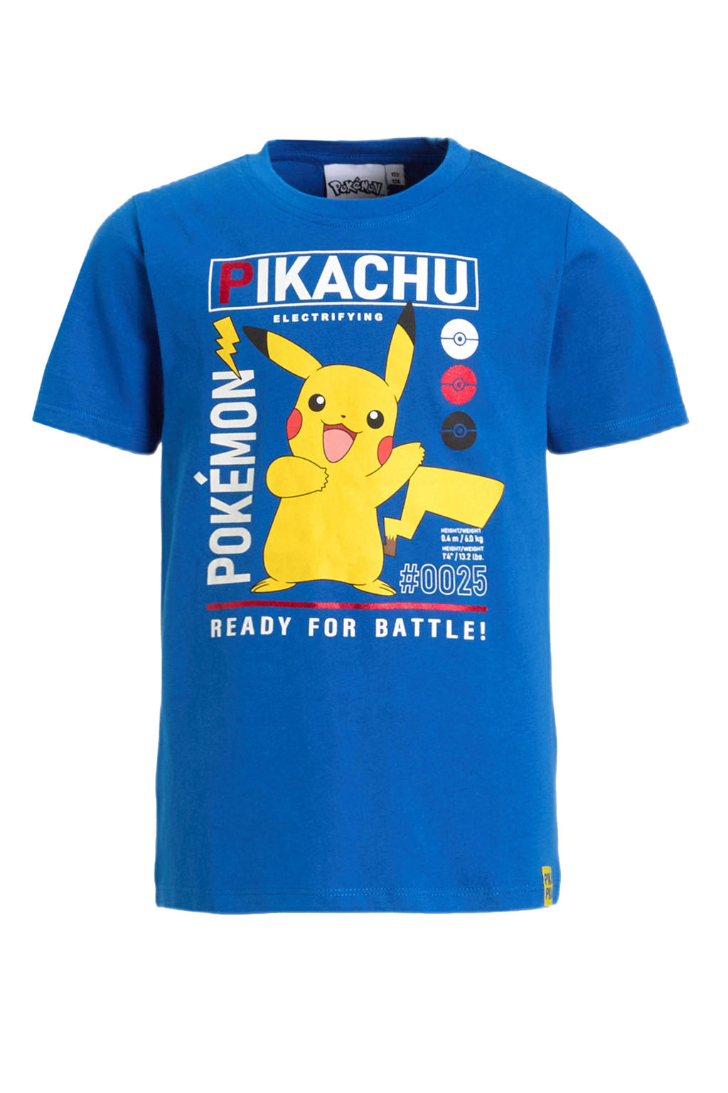 Blauwe jongens anytime T-shirt Pokemon license van katoen met printopdruk, korte mouwen en ronde hals